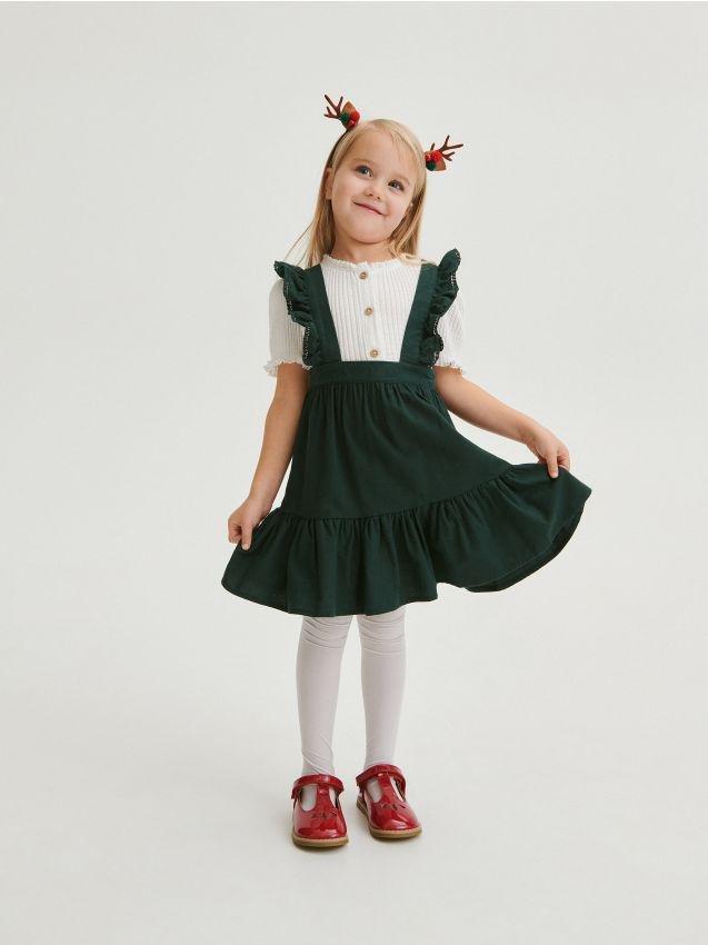 Green Skirt With Shoulder Straps, Kids Girls, , large image number 0