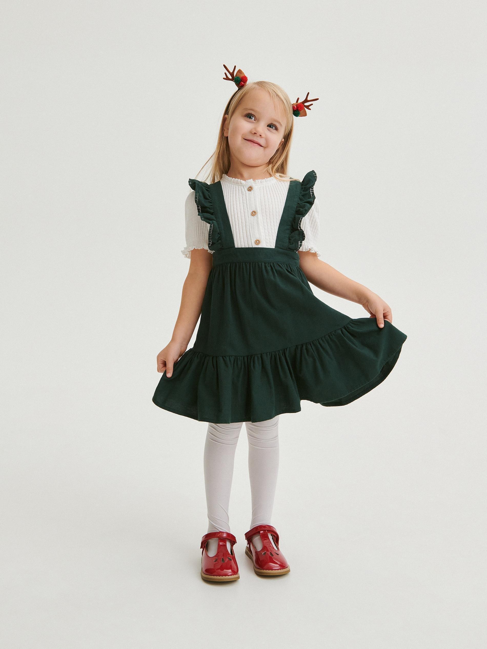 Green Skirt With Shoulder Straps, Kids Girls, , large image number 5