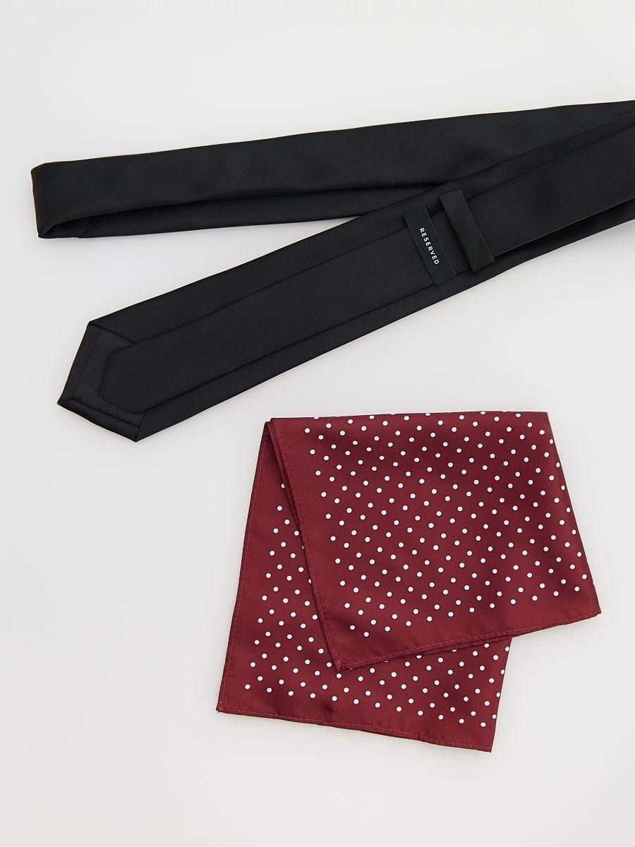 Black Tie With Pocket Square, Black, large image number 2