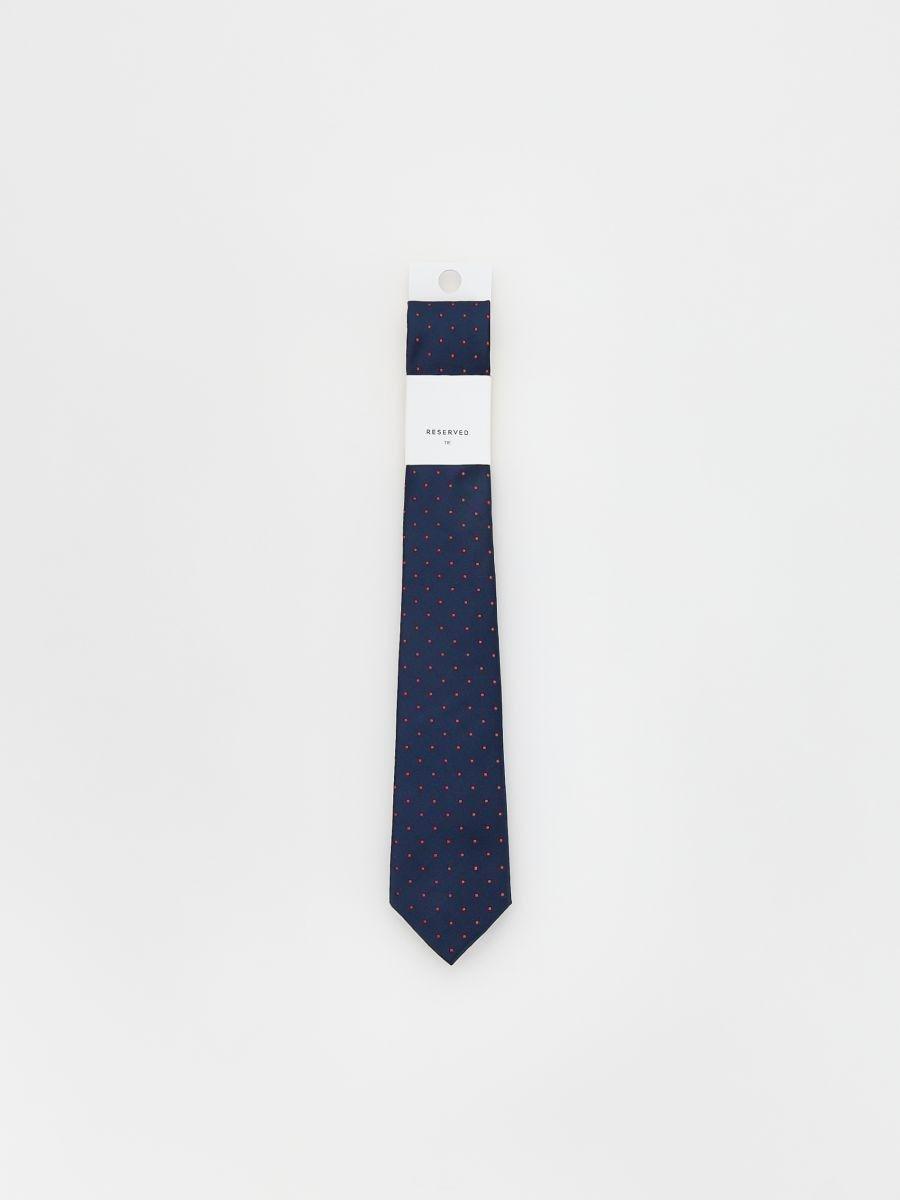 Navy Fine Polka-Dot Narrow Tie, Navy, large image number 0