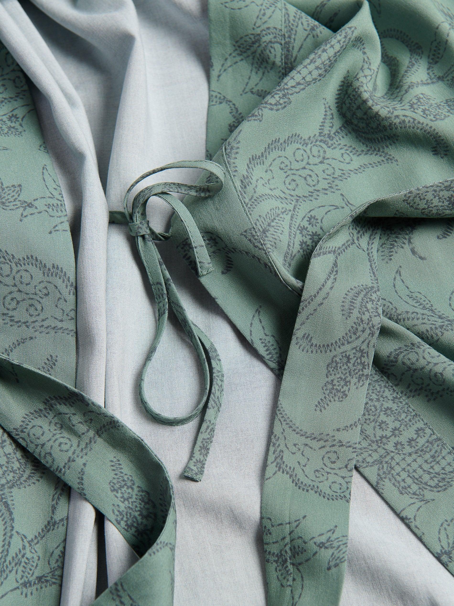 Green Patterned Viscose Dressing Gown, Green, large image number 3