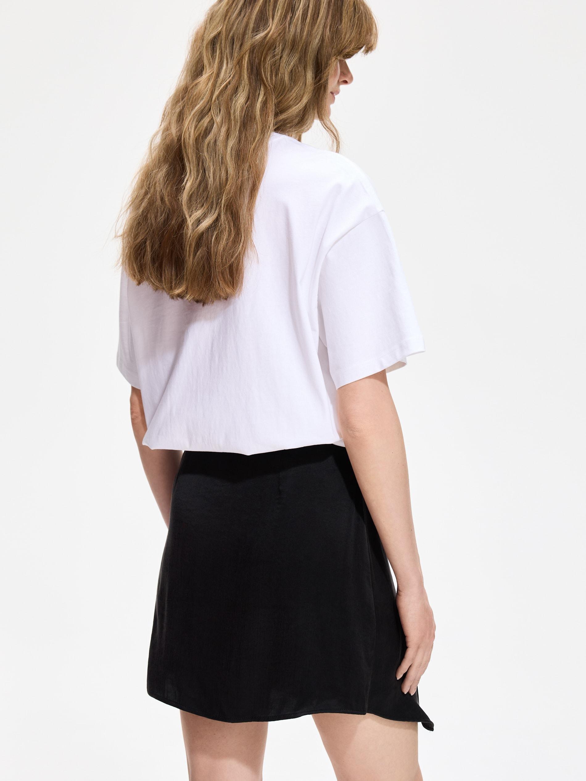 Black Lyocell Blend Mini Skirt, Black, large image number 2