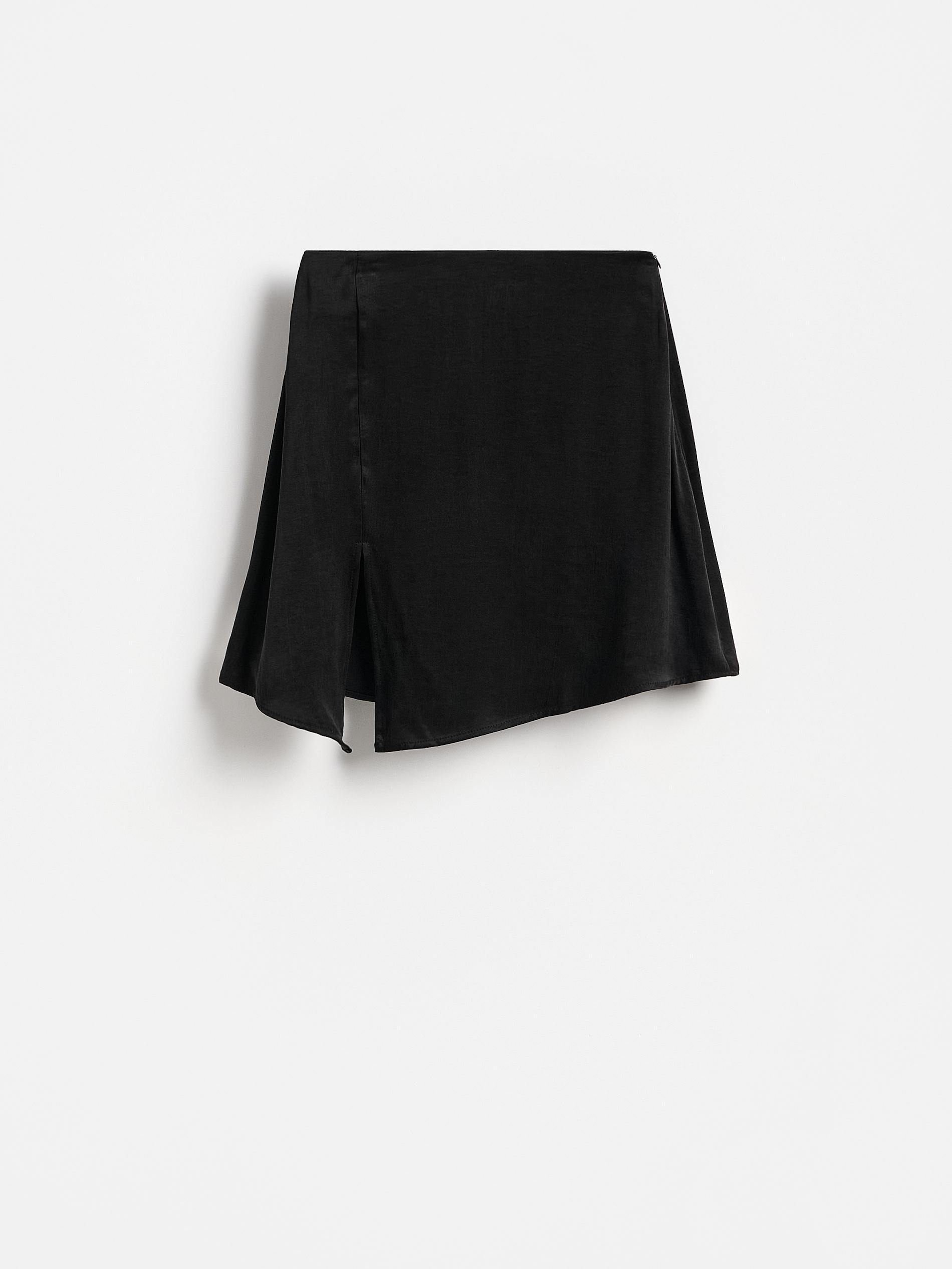 Black Lyocell Blend Mini Skirt, Black, large image number 4