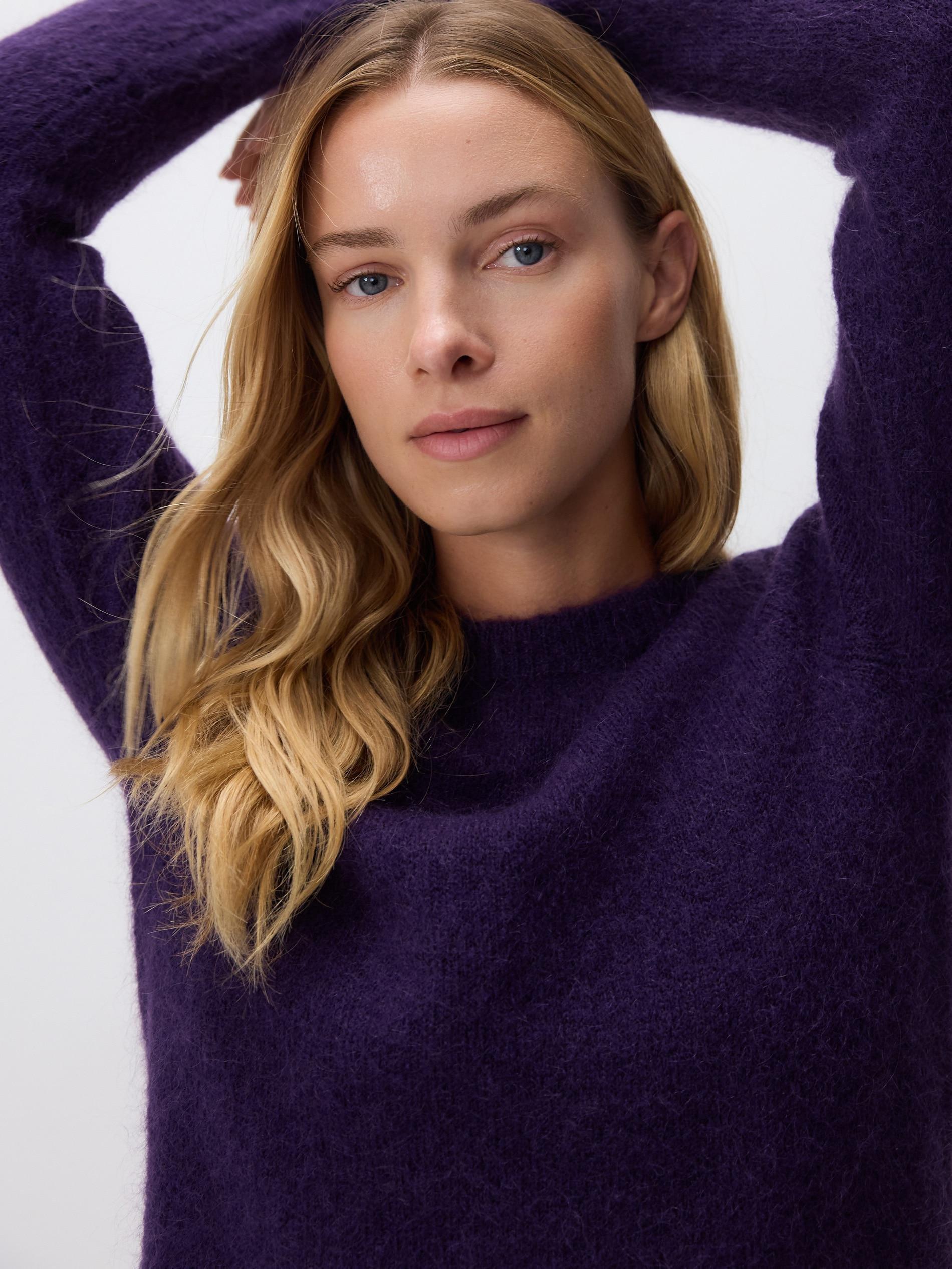 Purple Sweater With Wool And Mohair Blend, Burgundy, large image number 4