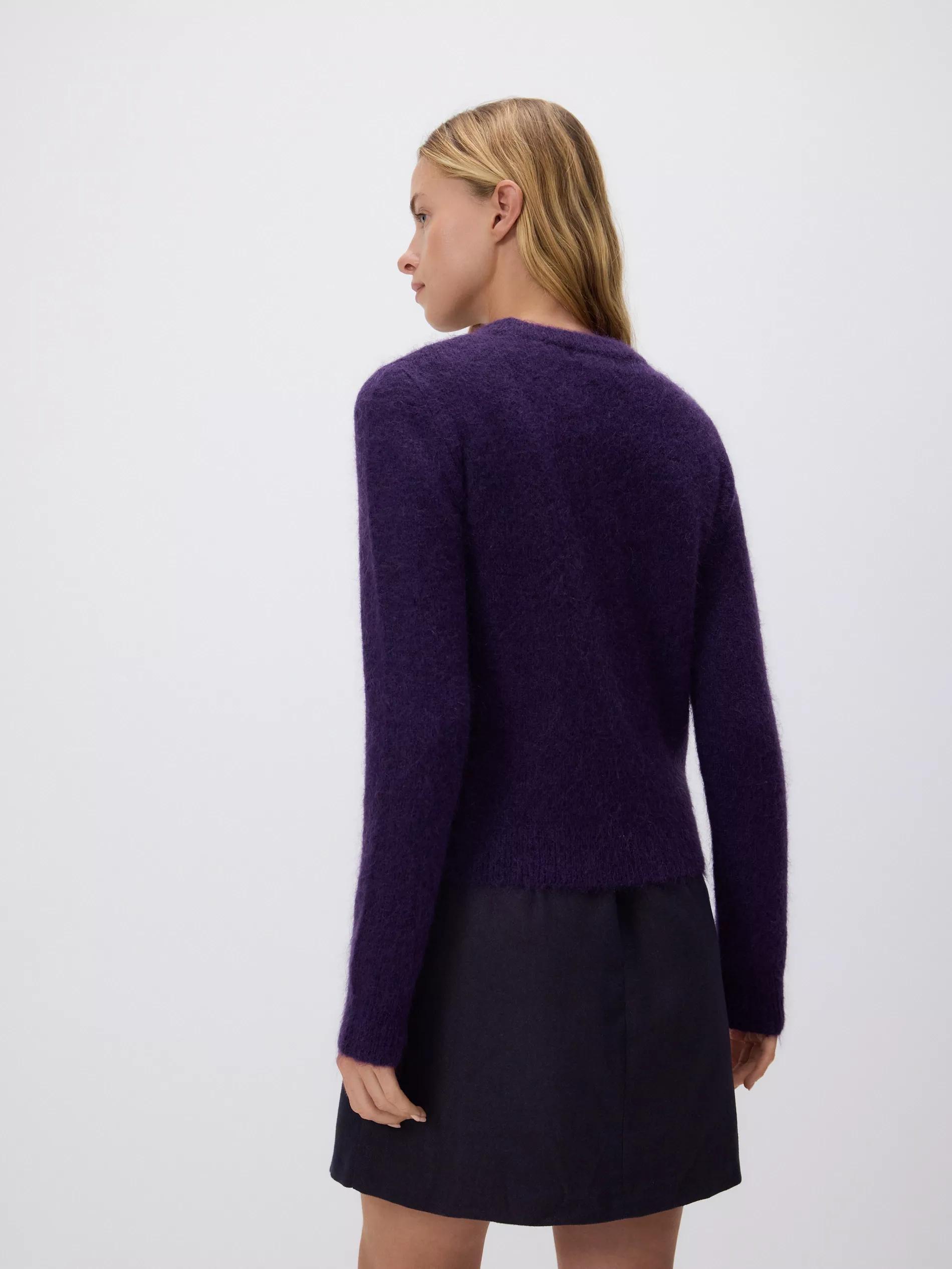 Purple Sweater With Wool And Mohair Blend, Burgundy, large image number 5