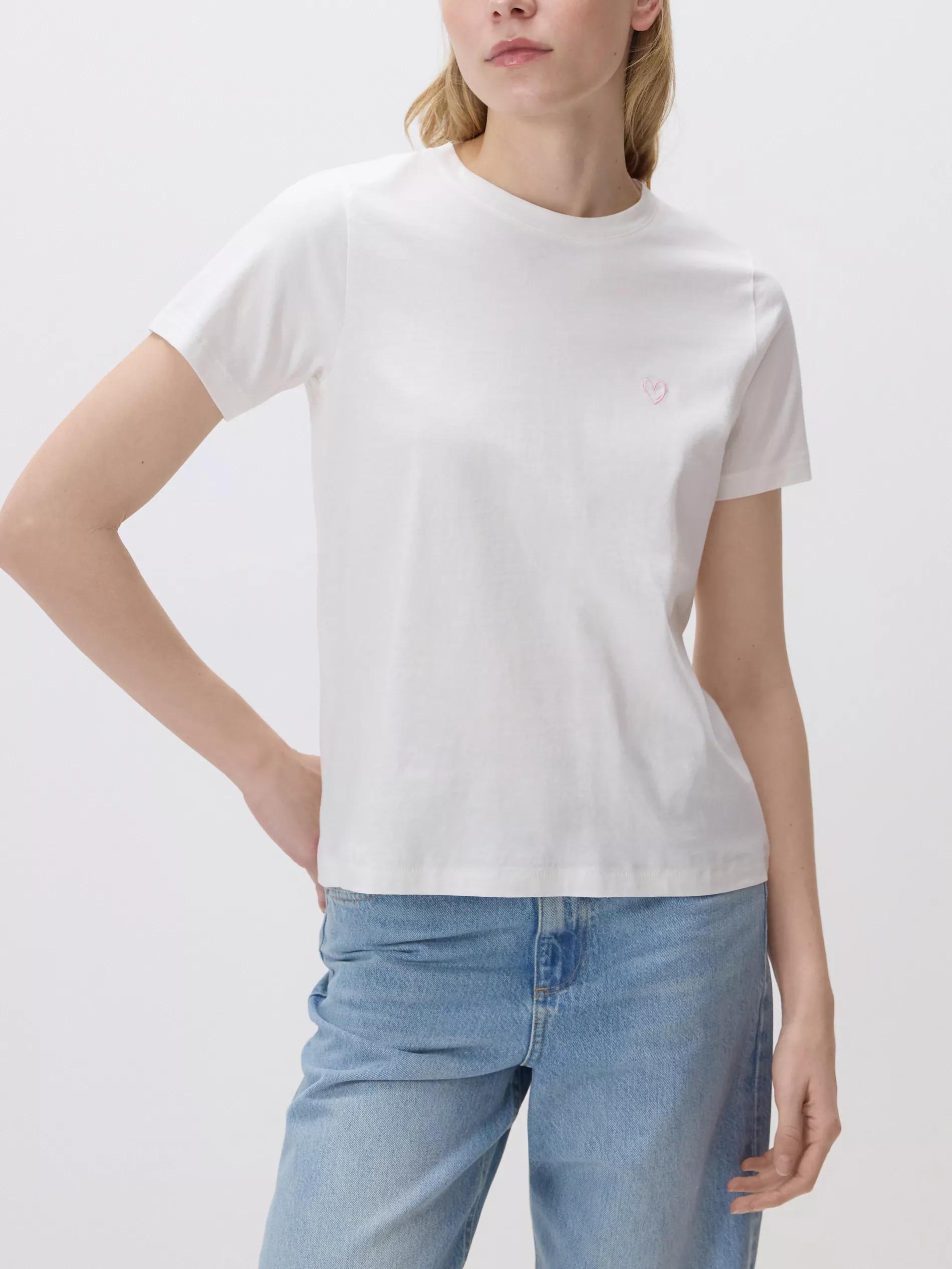 Cream T-Shirt With Heart Detail, Ivory, large image number 0