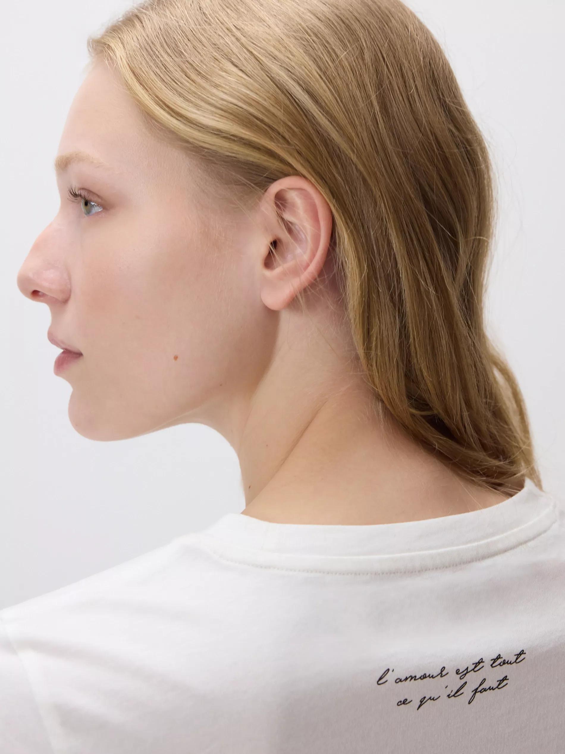 Cream T-Shirt With Heart Detail, Ivory, large image number 3