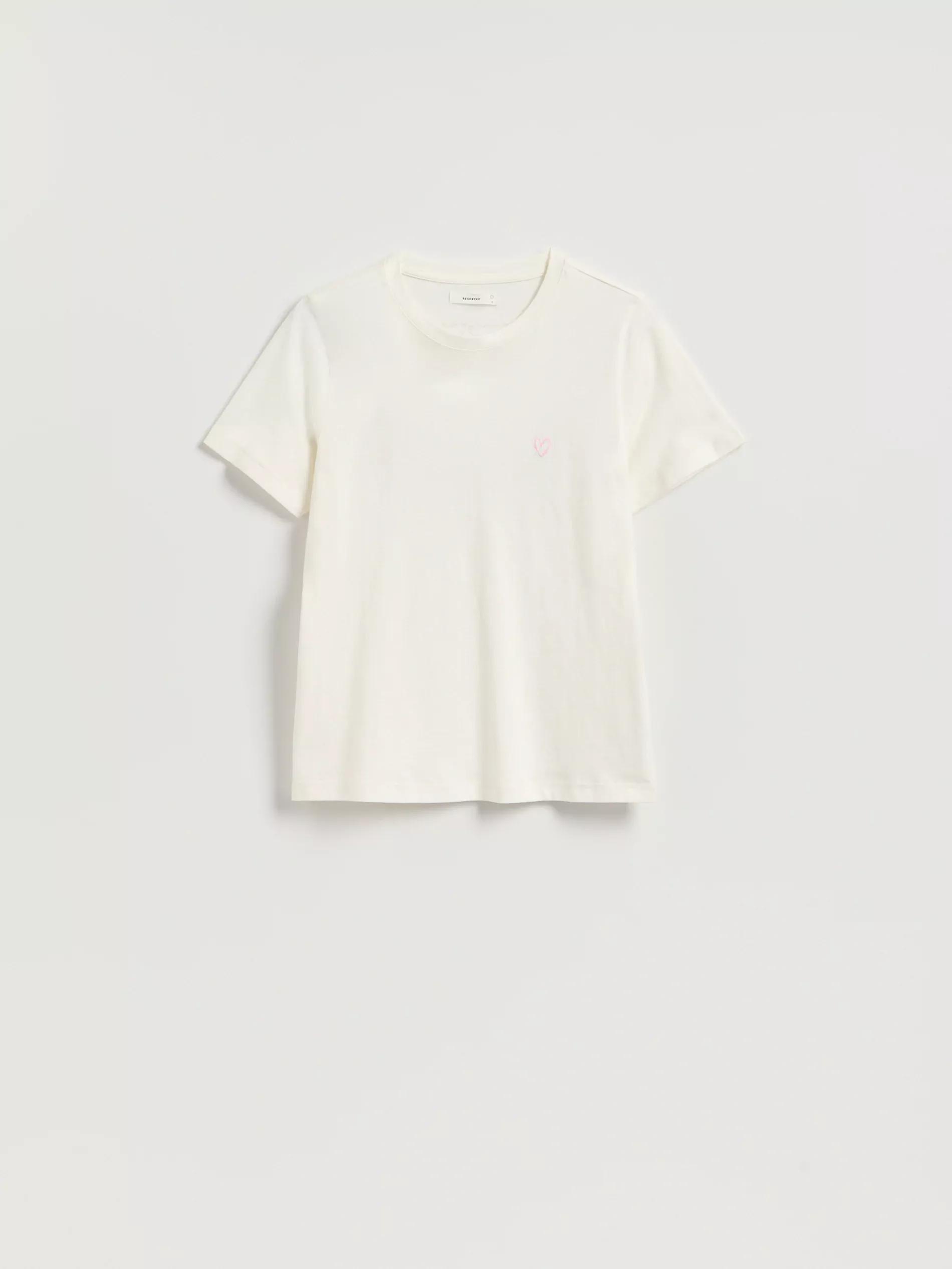 Cream T-Shirt With Heart Detail, Ivory, large image number 4