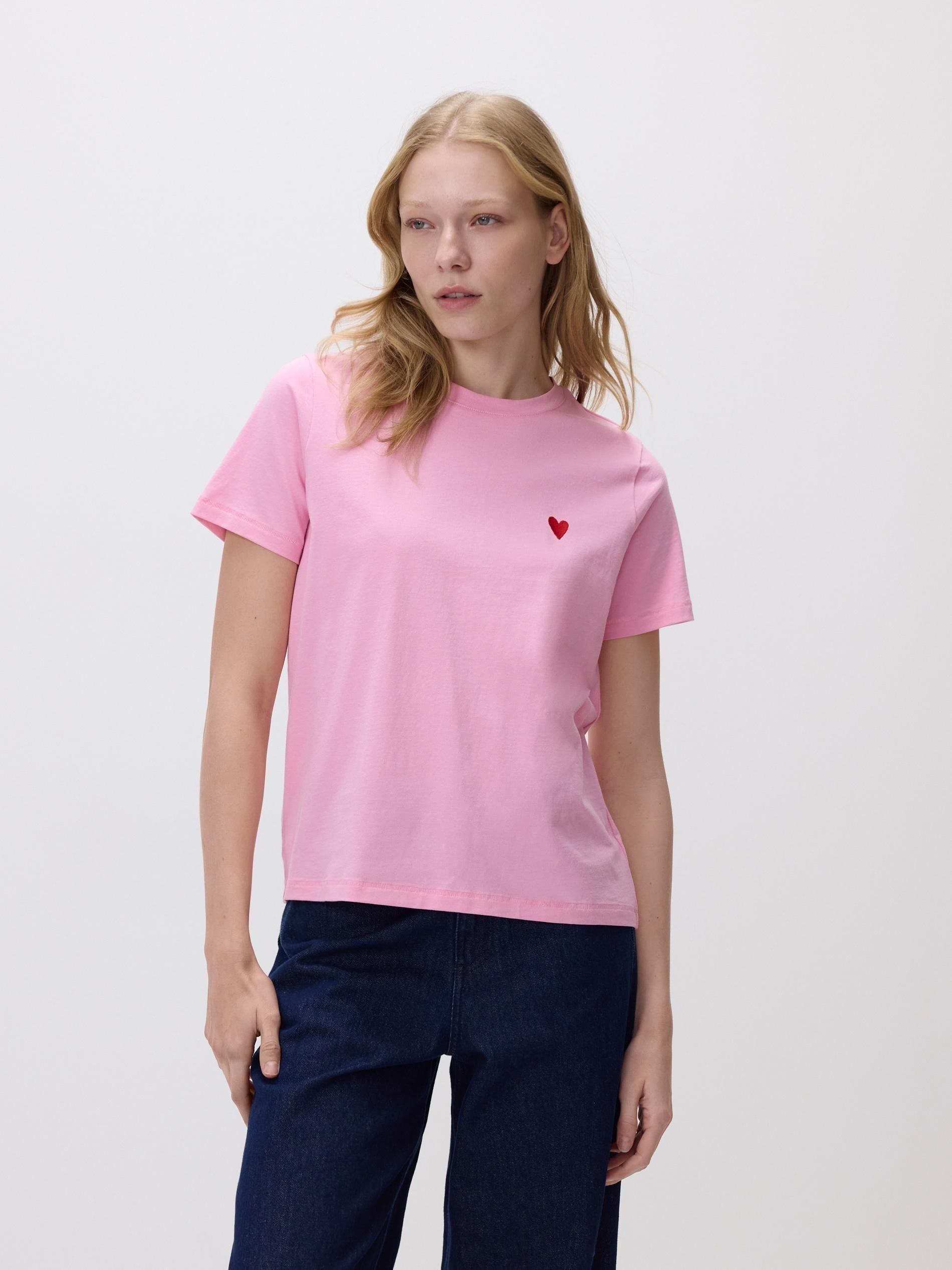 Pink T-Shirt With Heart Detail, Pink, large image number 0