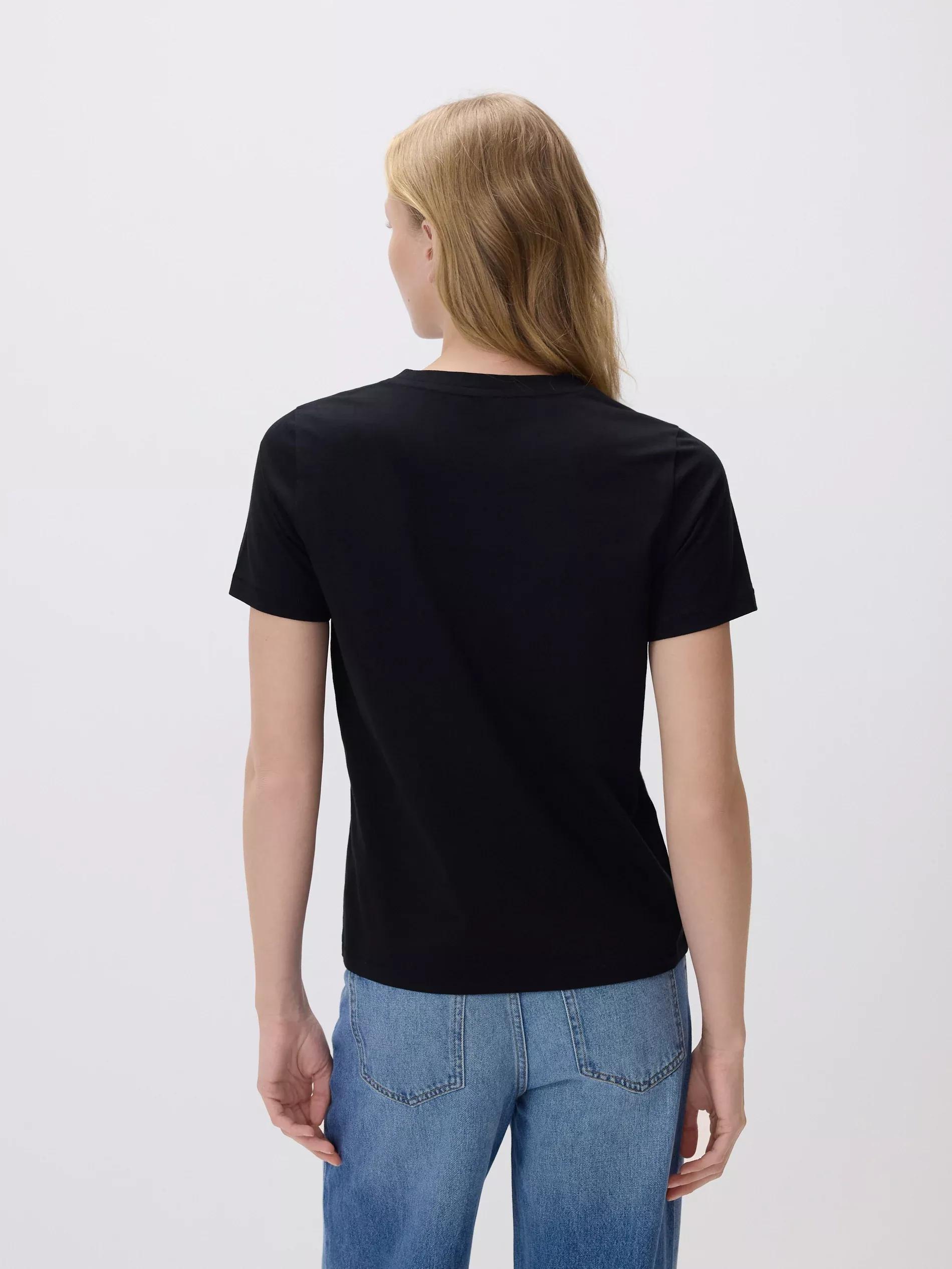Black T-Shirt With Heart Print, Black, large image number 3