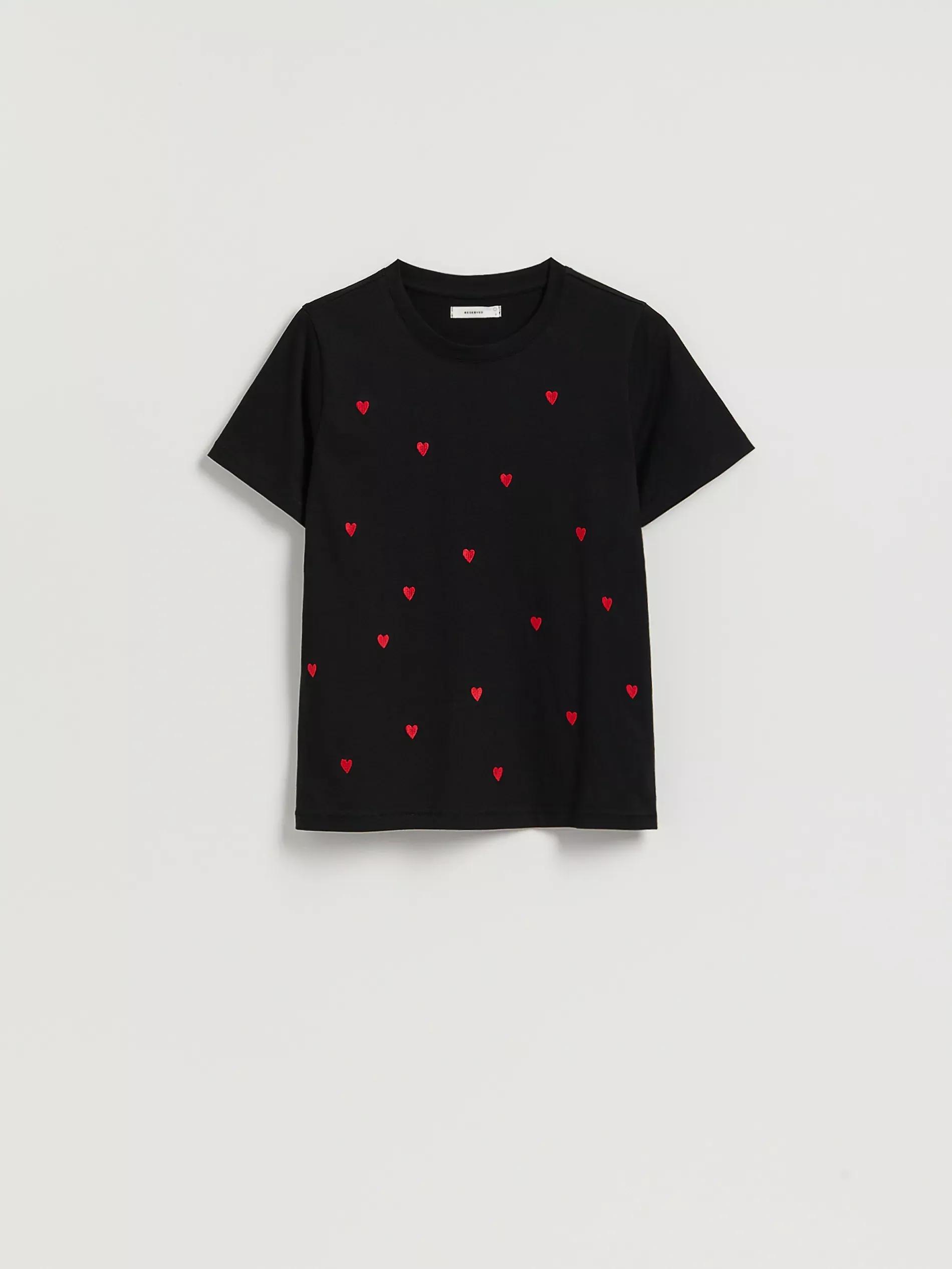 Black T-Shirt With Heart Print, Black, large image number 4