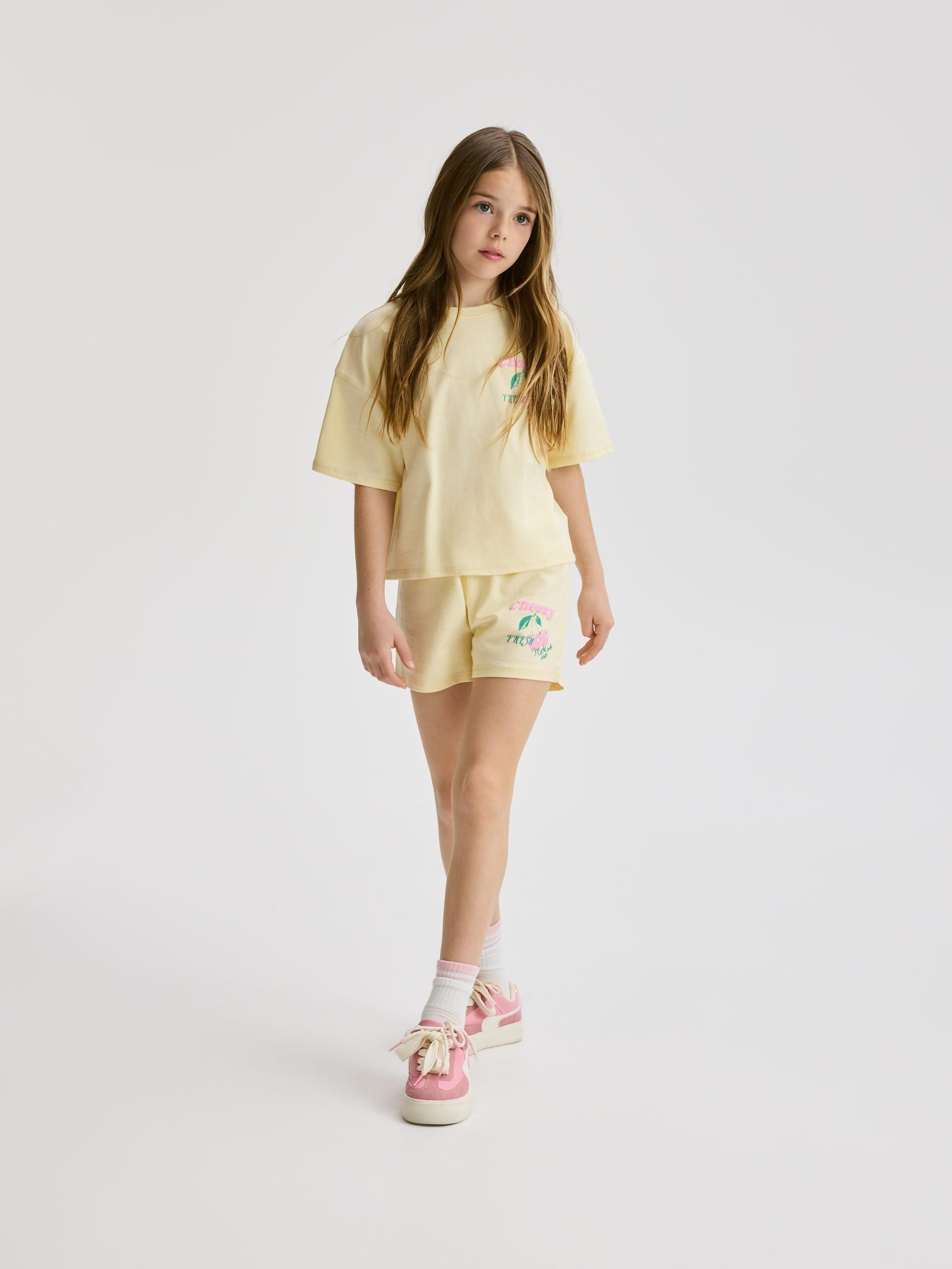 Yellow Cotton Sweat Set, Yellow, large image number 1