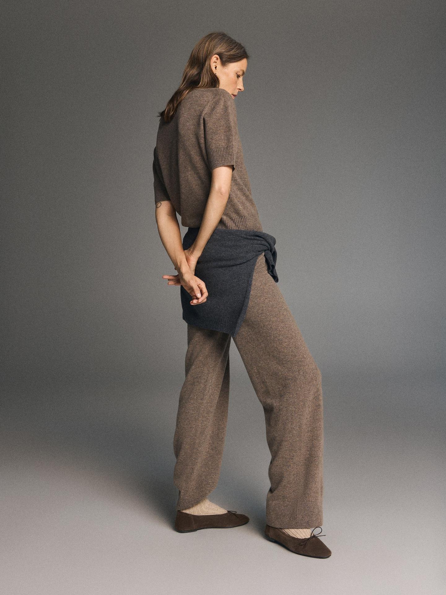Brown Wool Short-Sleeved Sweater, 7401_84M, large image number 1