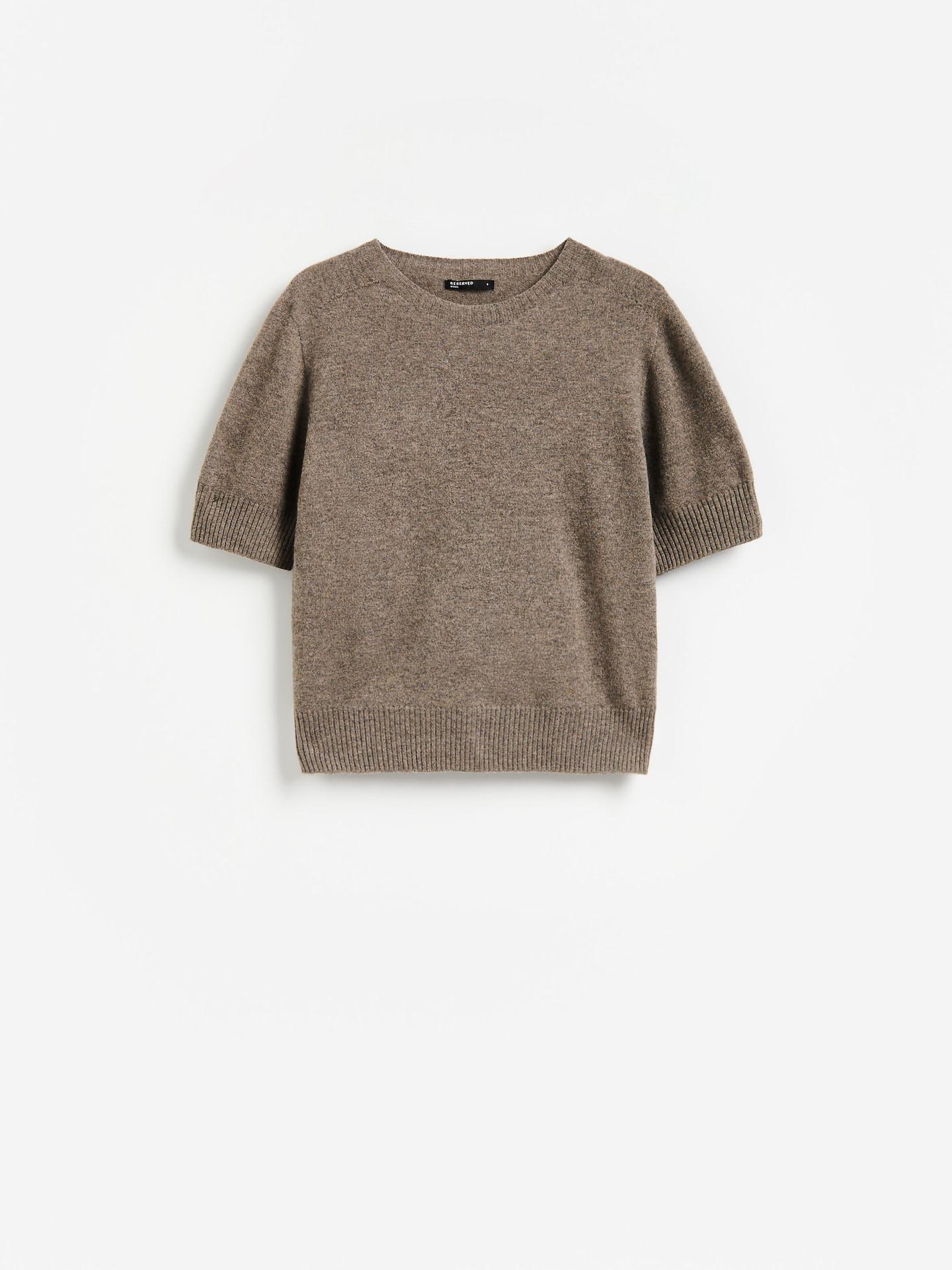 Brown Wool Short-Sleeved Sweater, 7401_84M, large image number 3