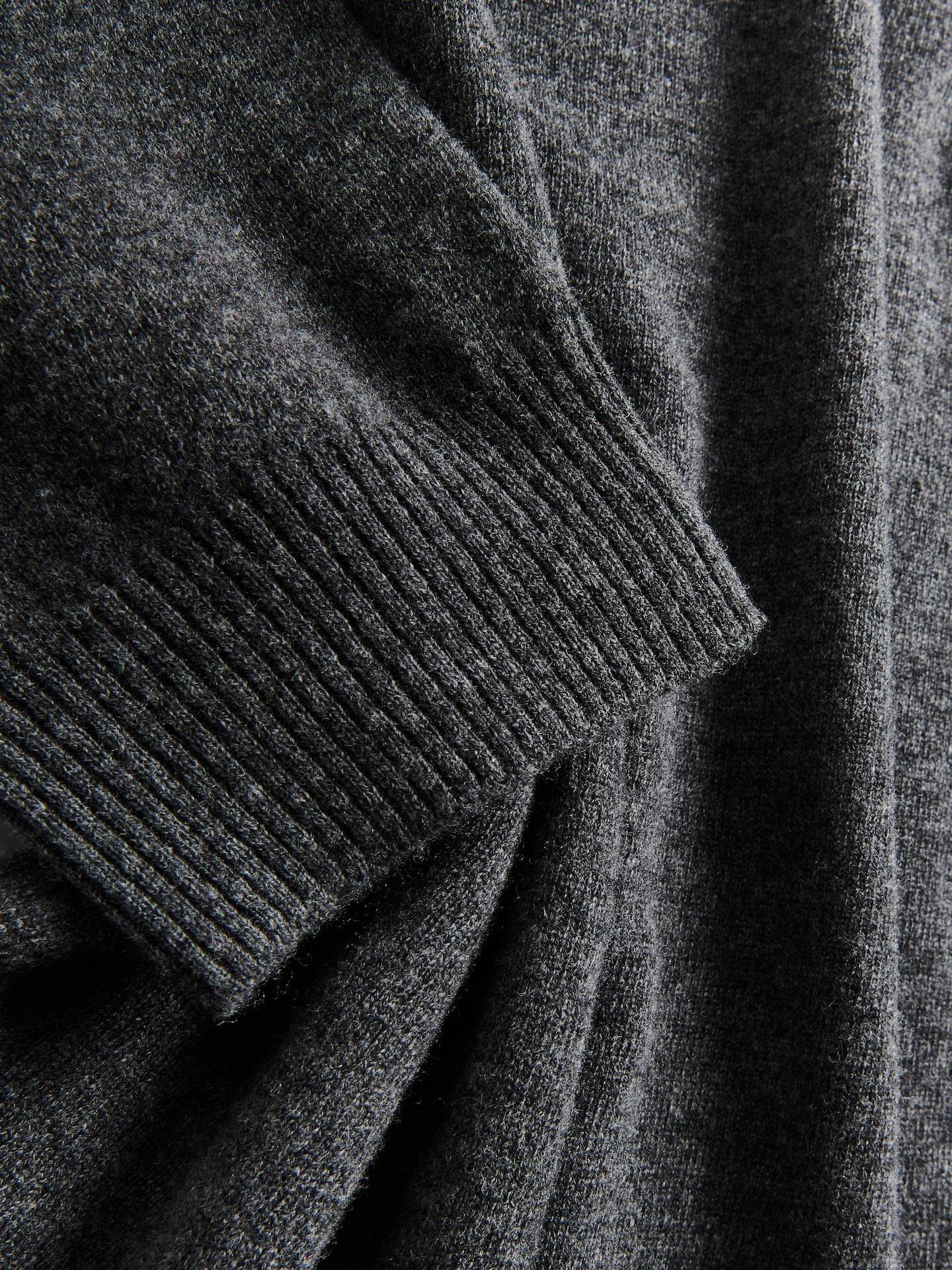 Grey Wool Short-Sleeved Sweater, Grey, medium