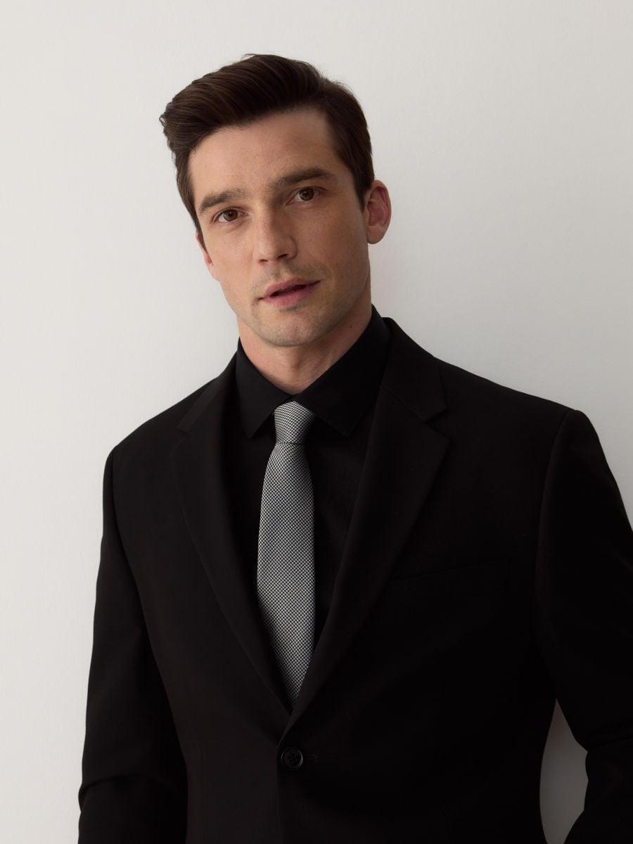 Grey Dogtooth Tie, Grey, large image number 0