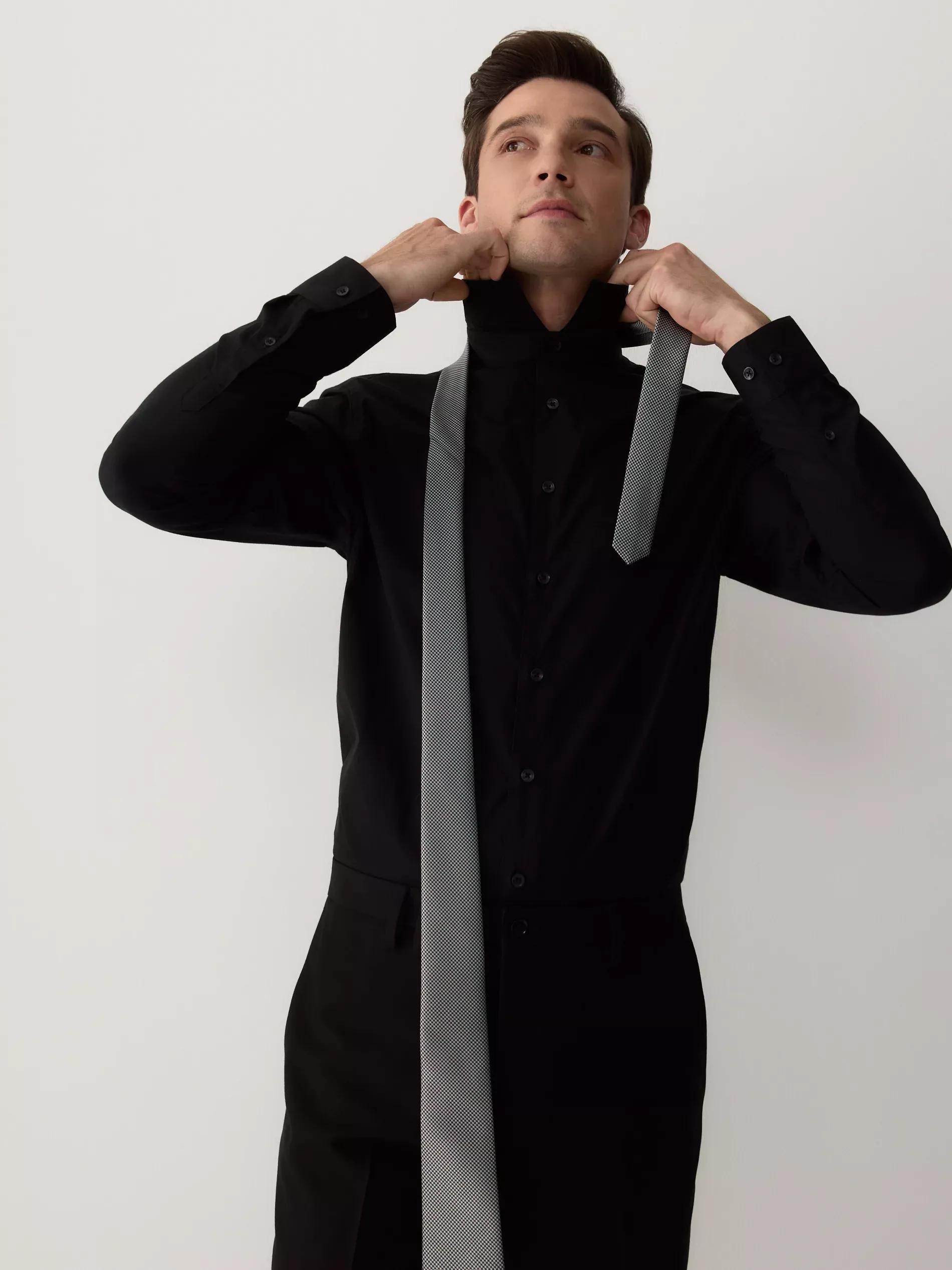 Grey Dogtooth Tie, Grey, large image number 2