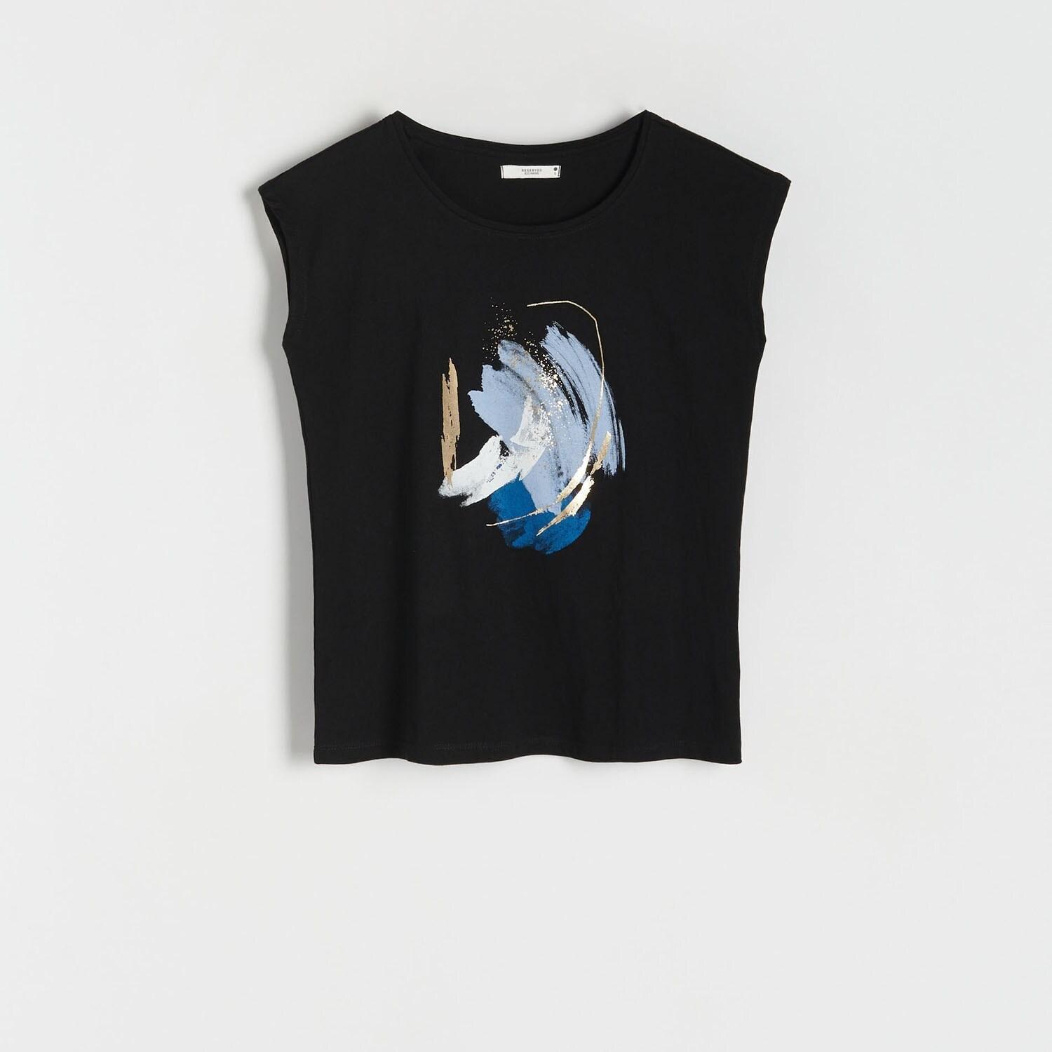 Black Printed Kimono T-Shirt, , large image number 1