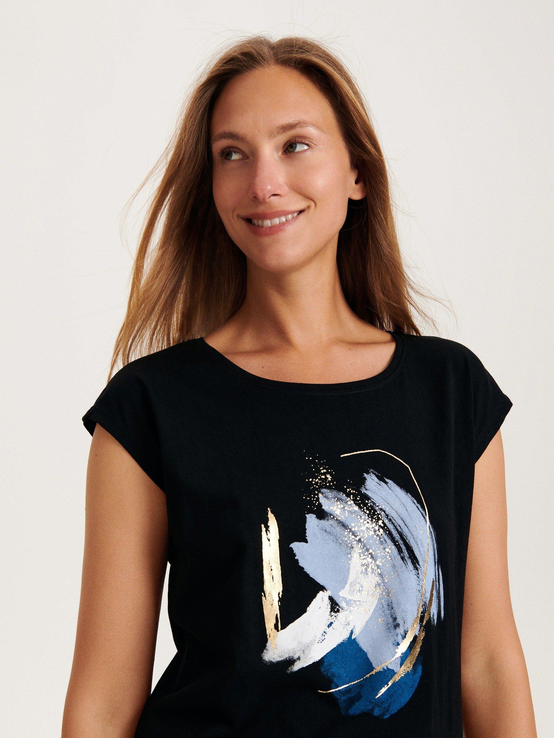 Black Printed Kimono T-Shirt, , large image number 3
