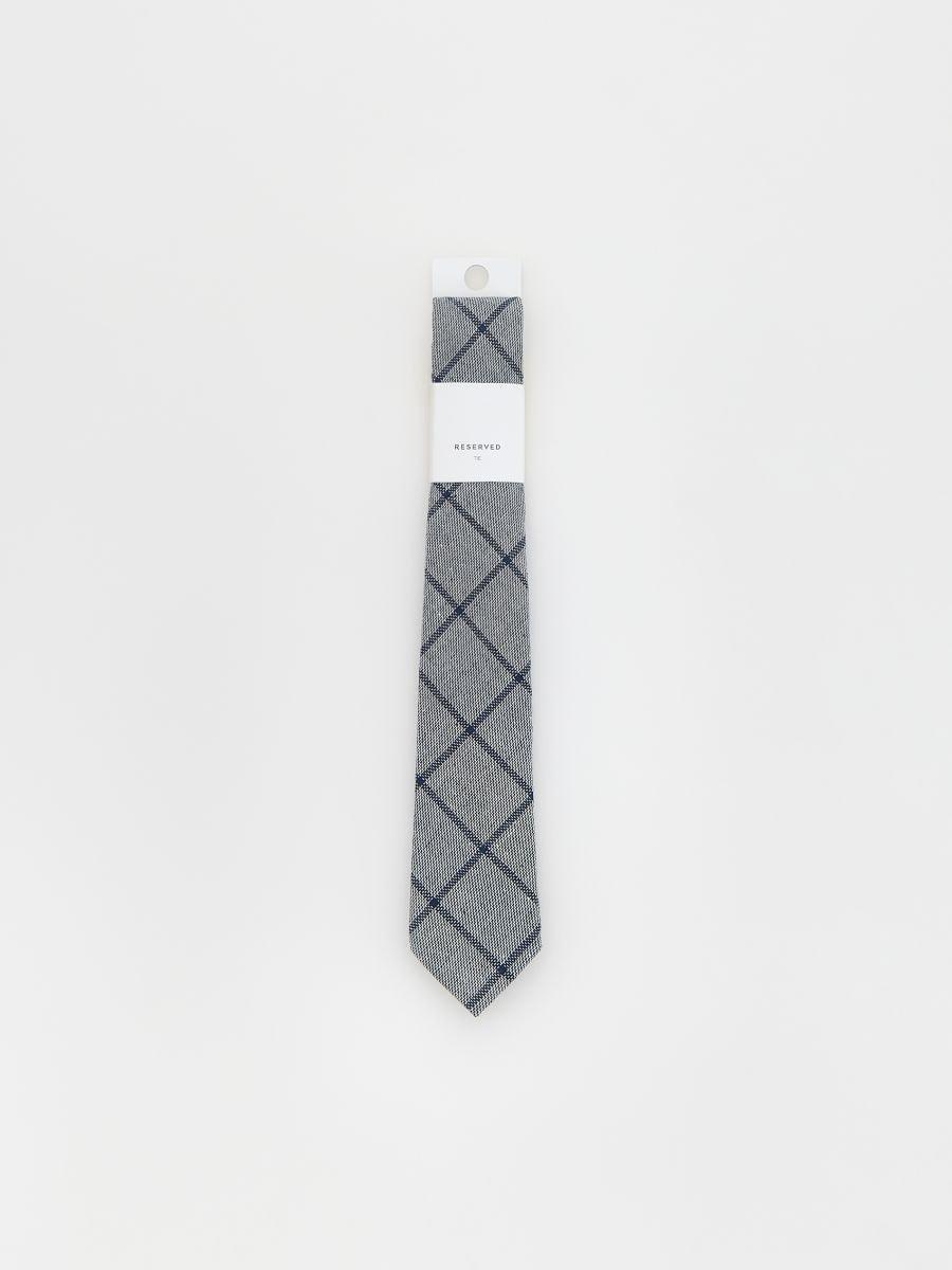 Navy Checked Narrow Tie, Navy, large image number 0