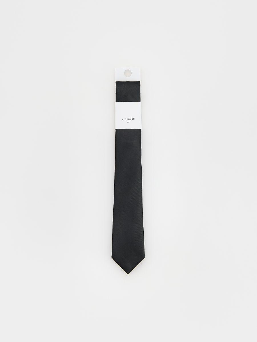 Black Slim Tie, Black, large image number 0