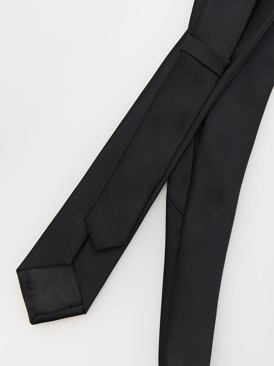 Black Slim Tie, Black, large image number 1