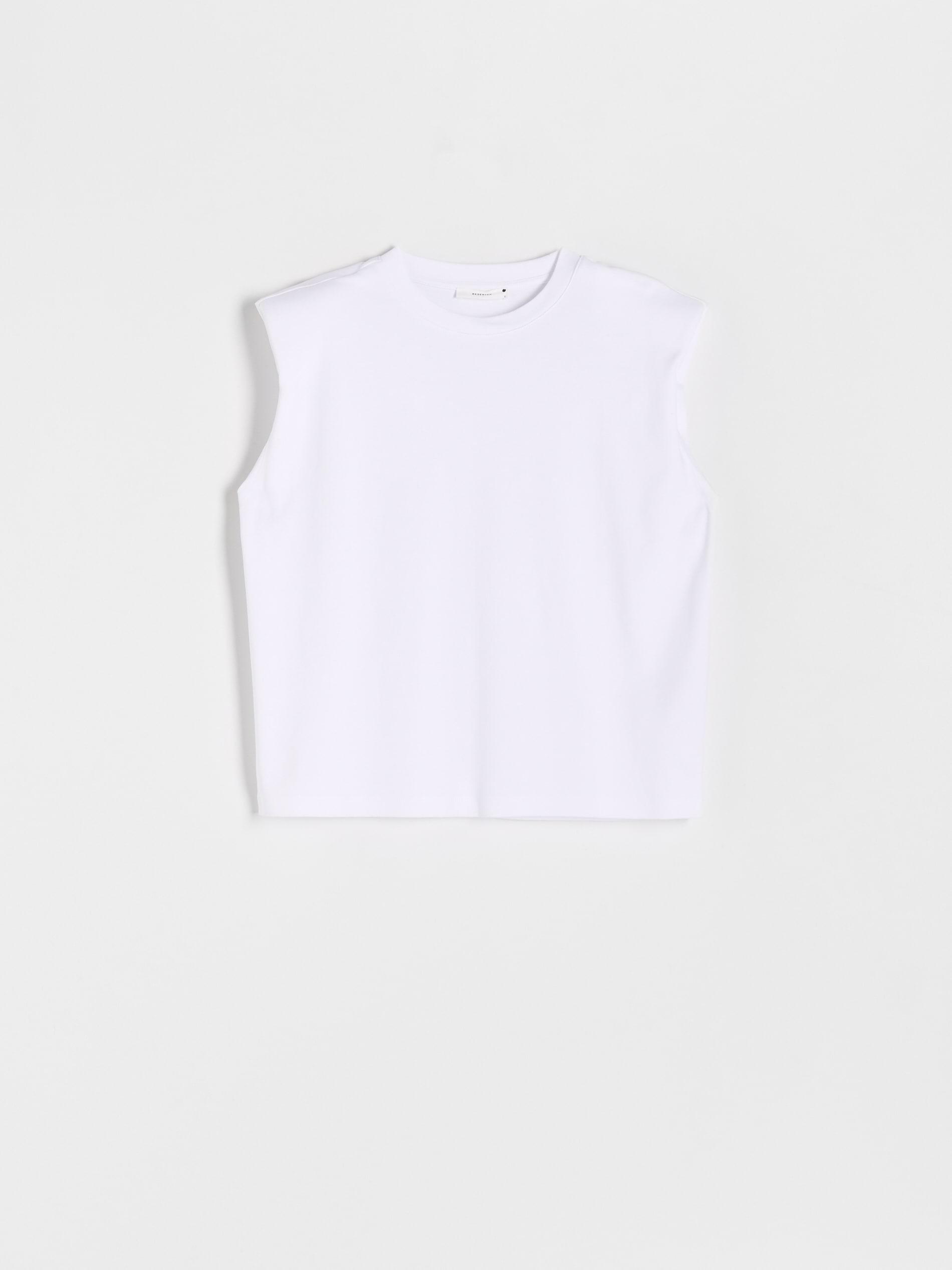 White T-Shirt With Shoulder Pads, , large image number 2