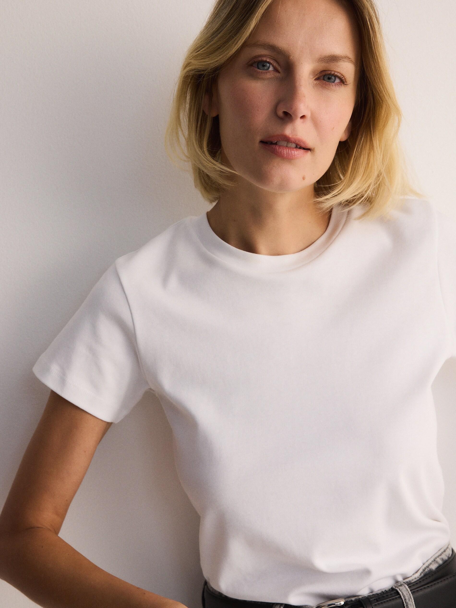 White Cotton T-Shirt, White, large image number 0