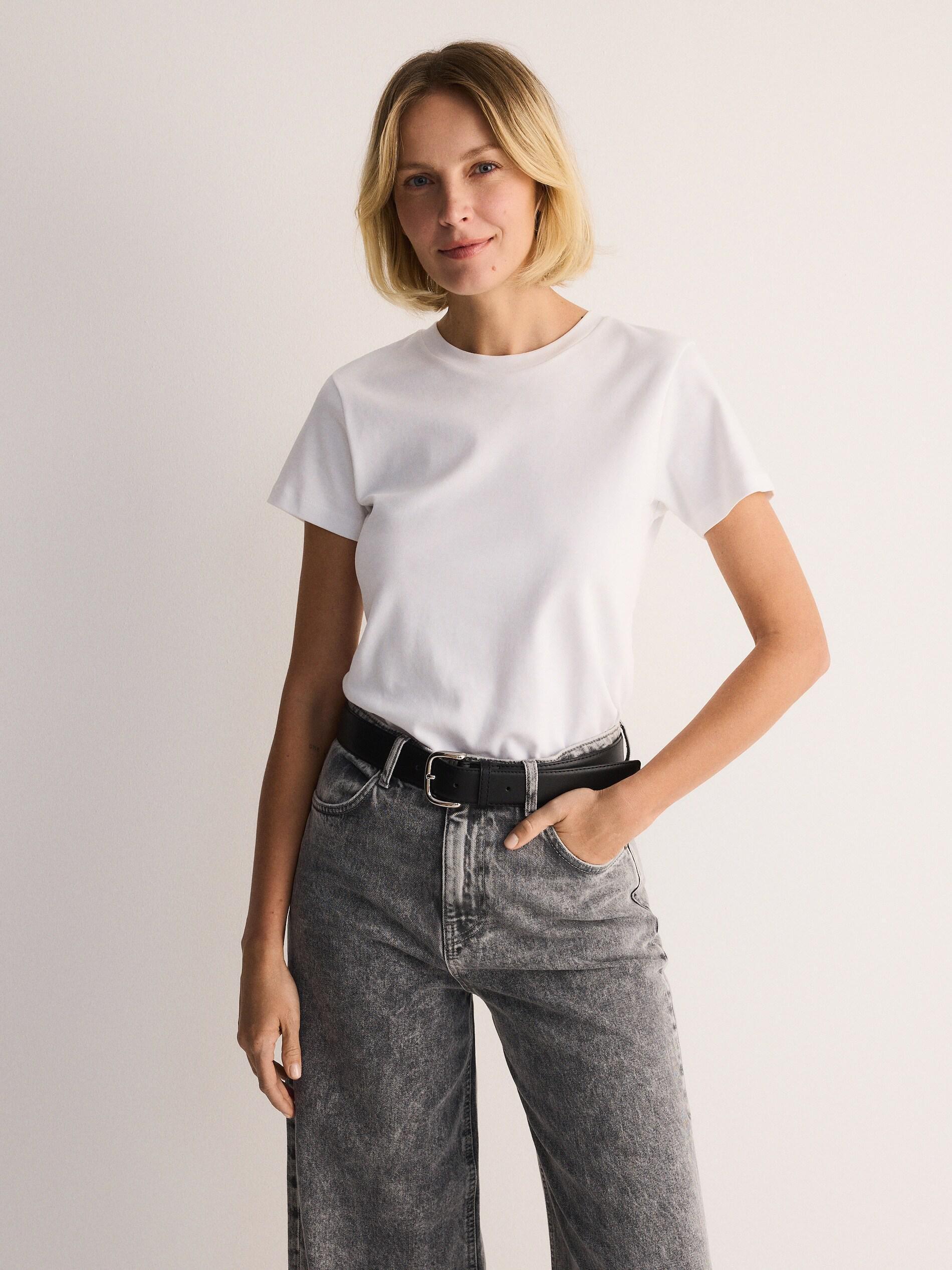 White Cotton T-Shirt, White, large image number 4