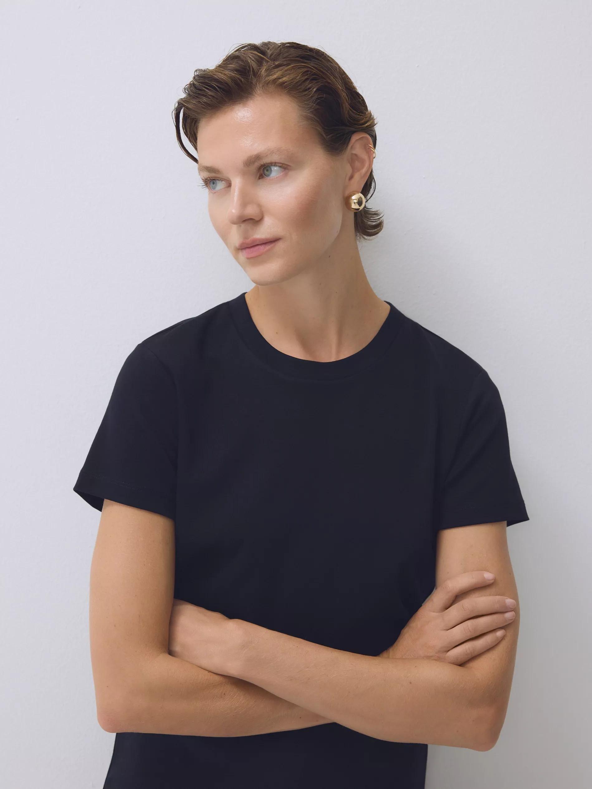 Black Cotton T-Shirt, Black, medium