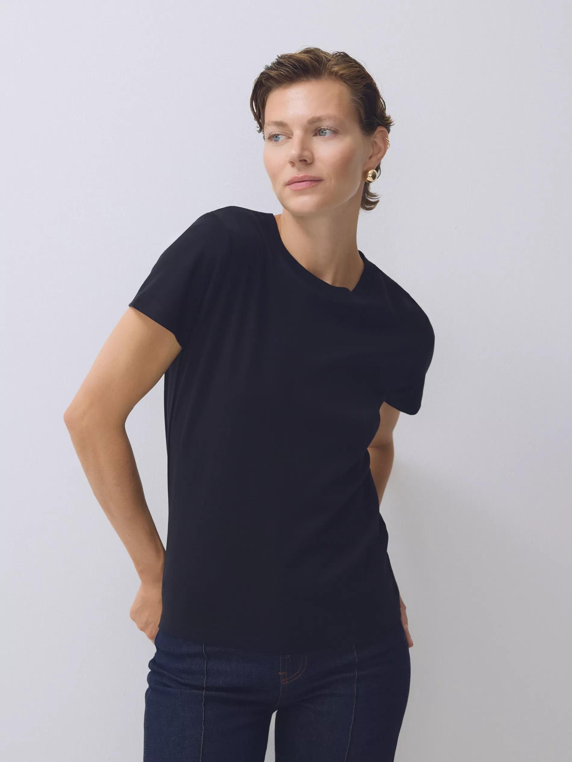 Black Cotton T-Shirt, Black, medium