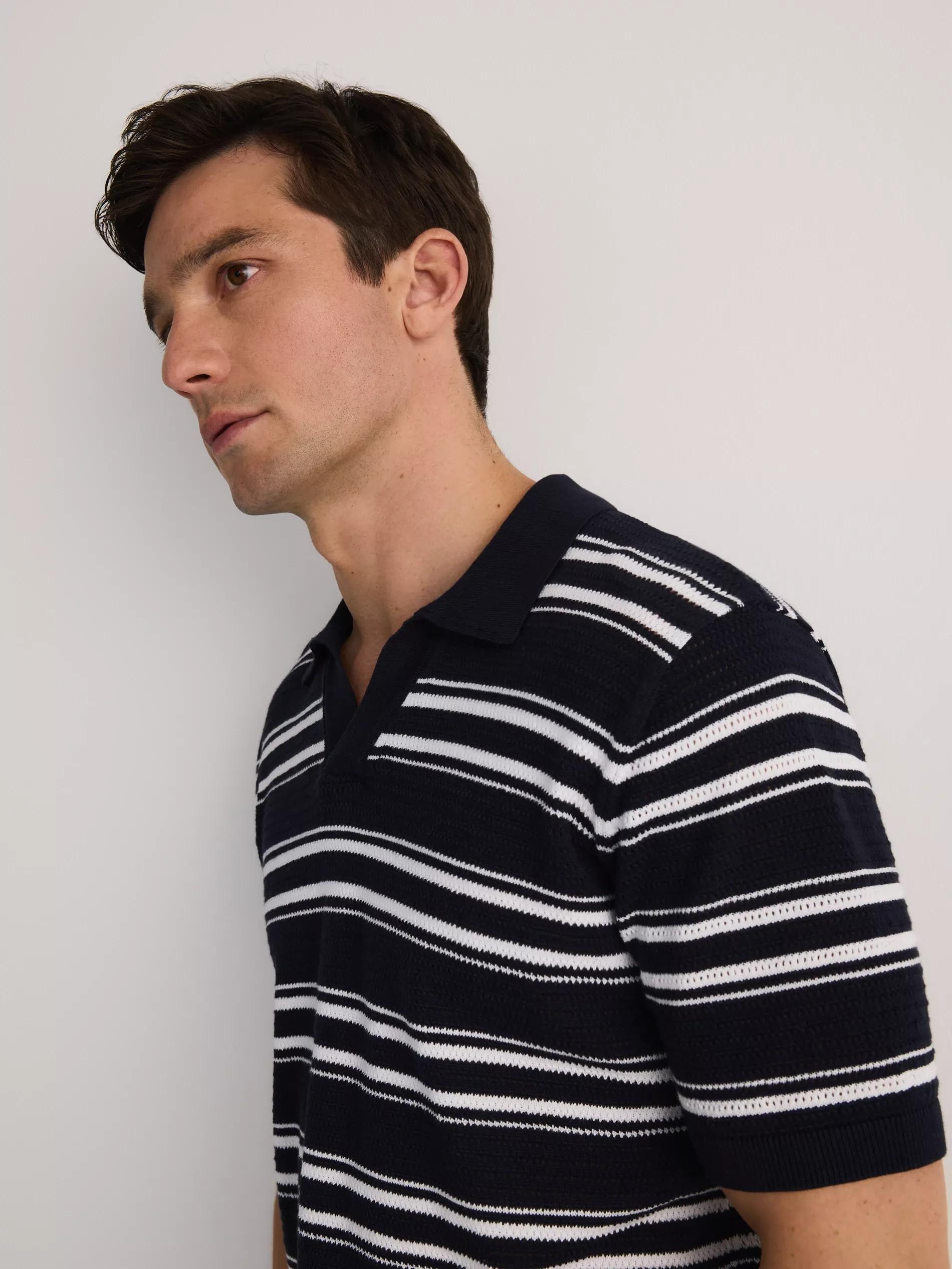 Navy Regular Fit Structural Polo Shirt, , large image number 0