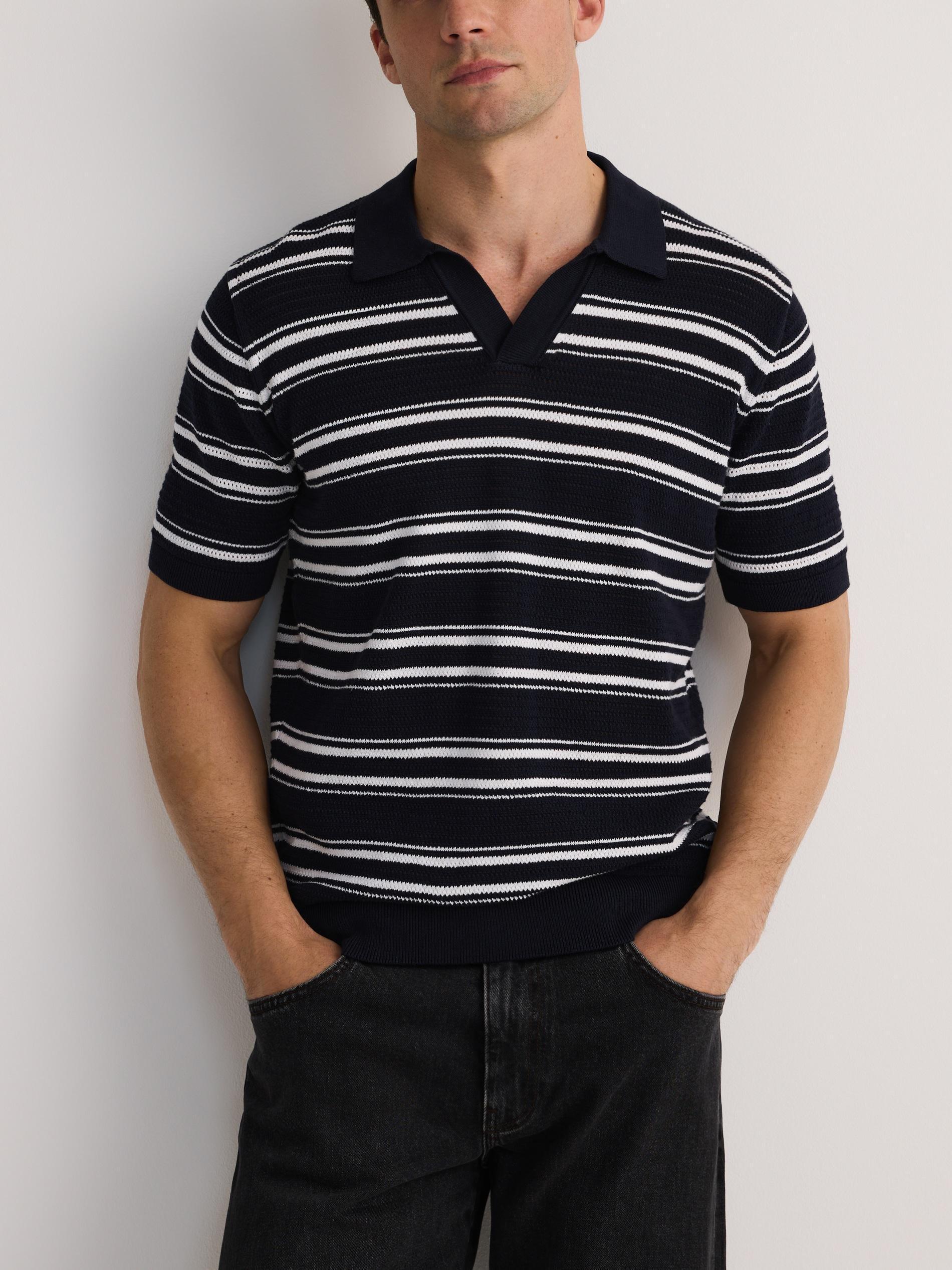 Navy Regular Fit Structural Polo Shirt, , large image number 1