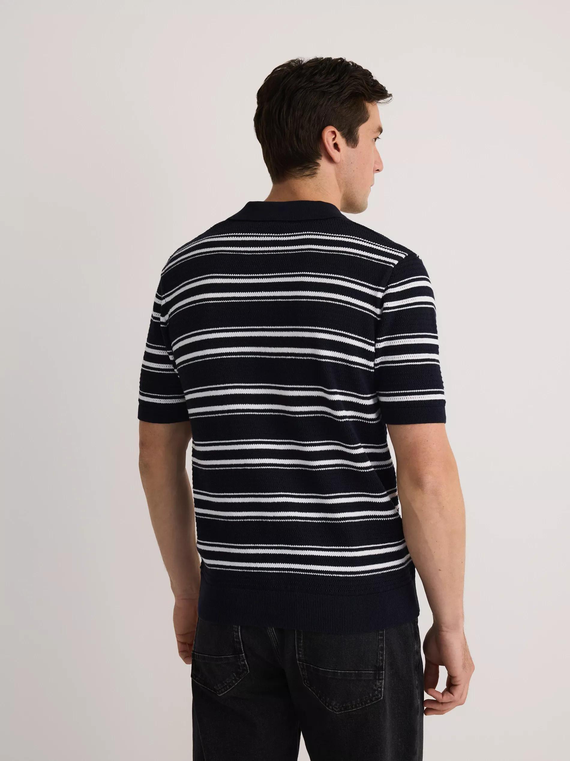 Navy Regular Fit Structural Polo Shirt, , large image number 3