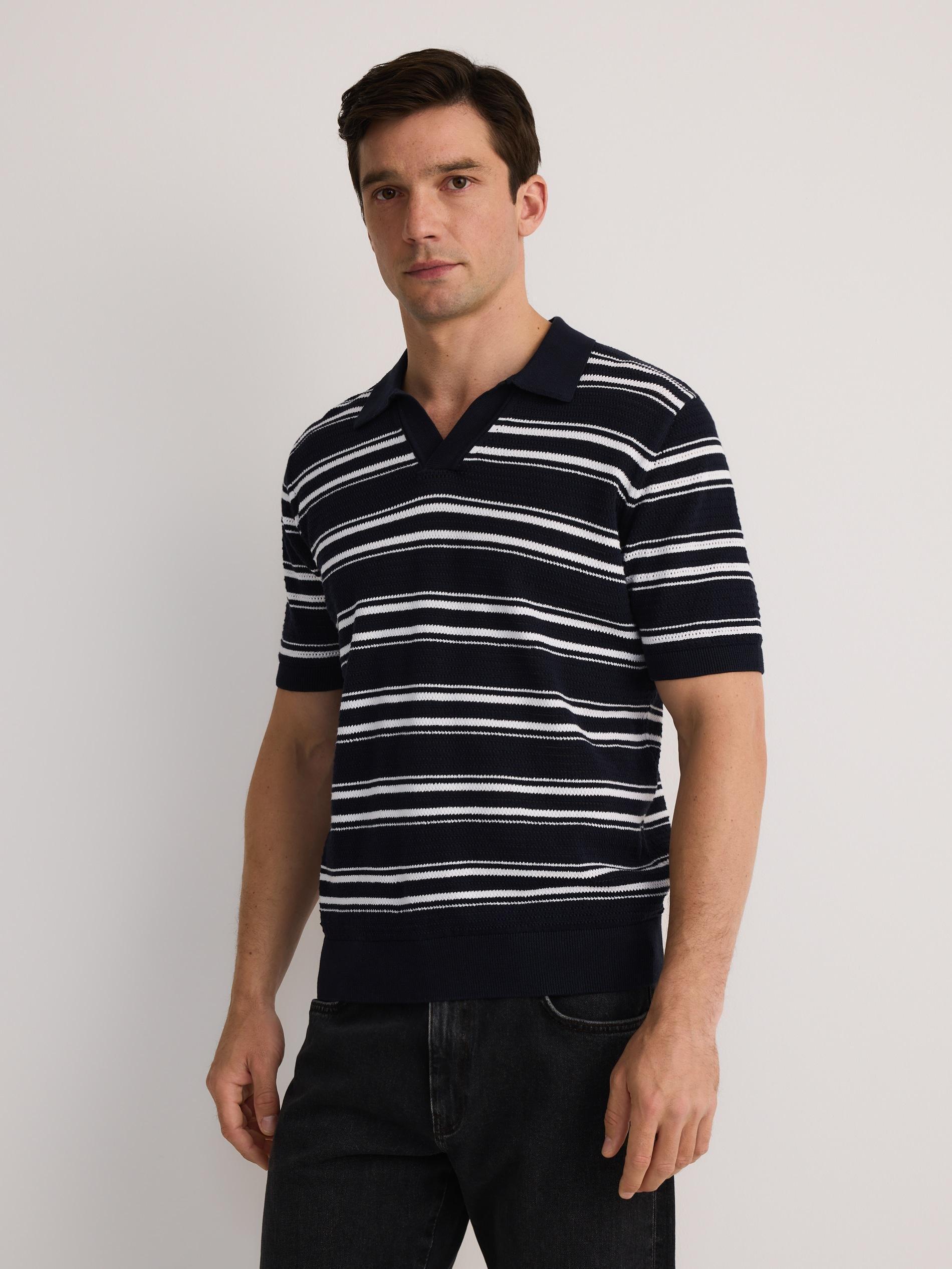 Navy Regular Fit Structural Polo Shirt, , large image number 4