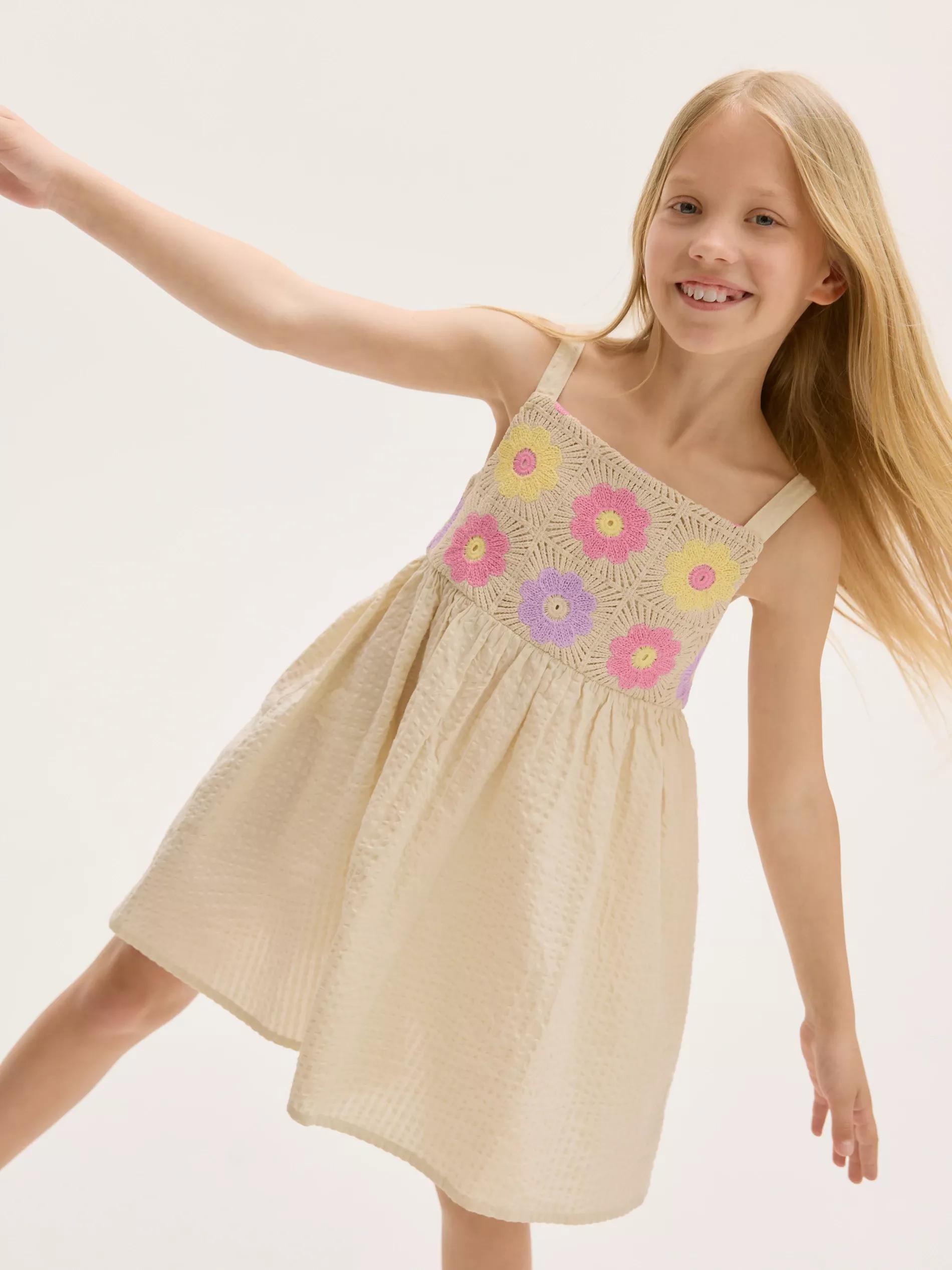 Beige Openwork Top Dress, , large image number 0