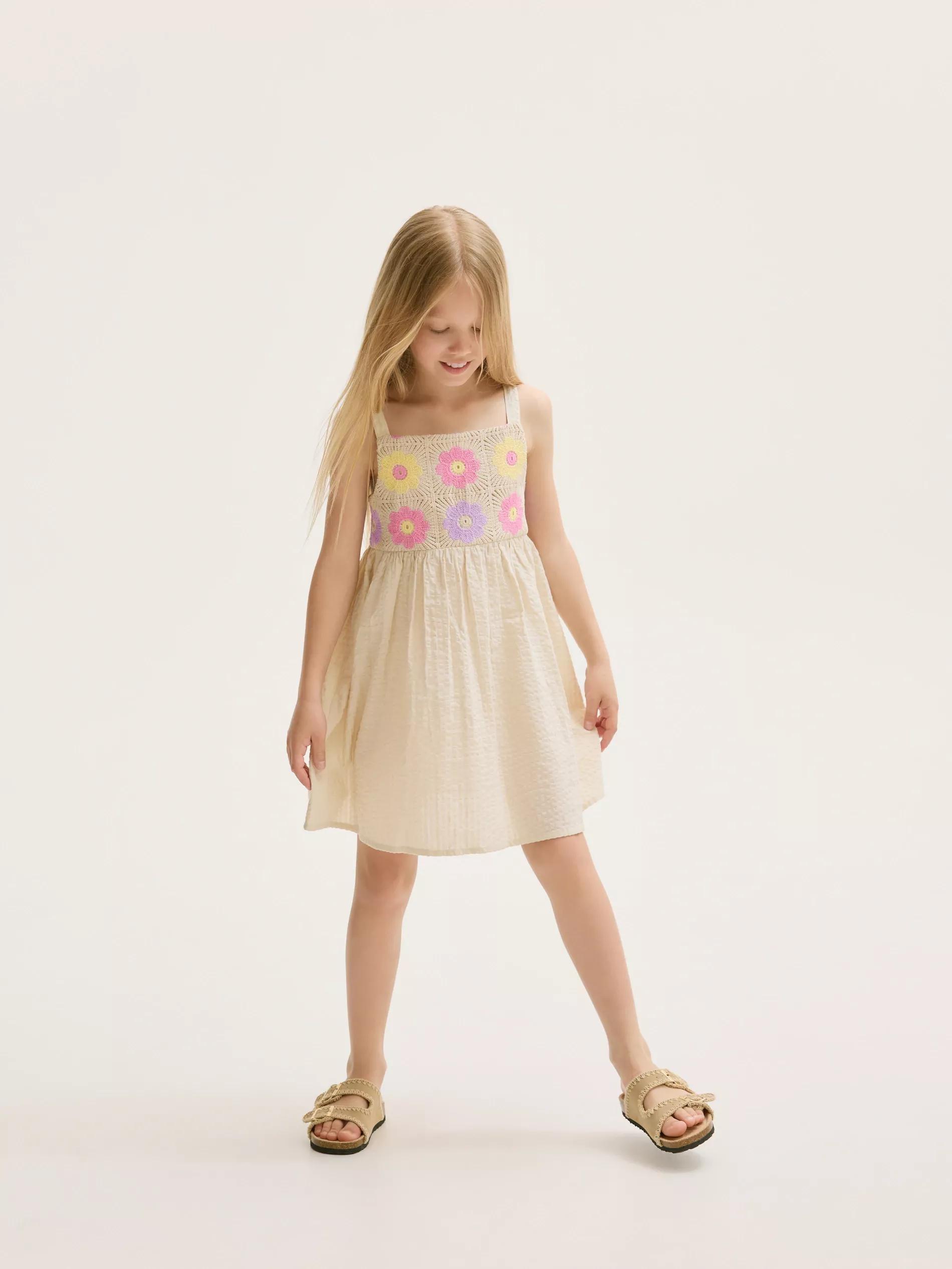 Beige Openwork Top Dress, , large image number 1