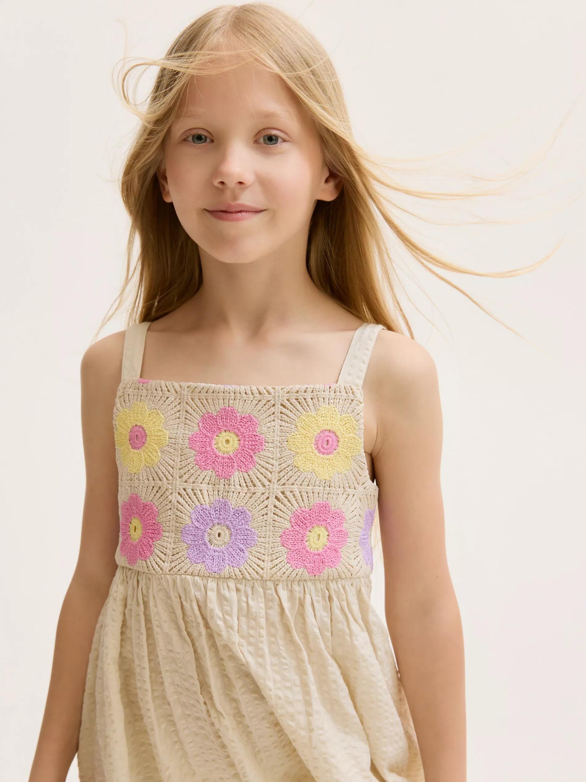 Beige Openwork Top Dress, , large image number 3