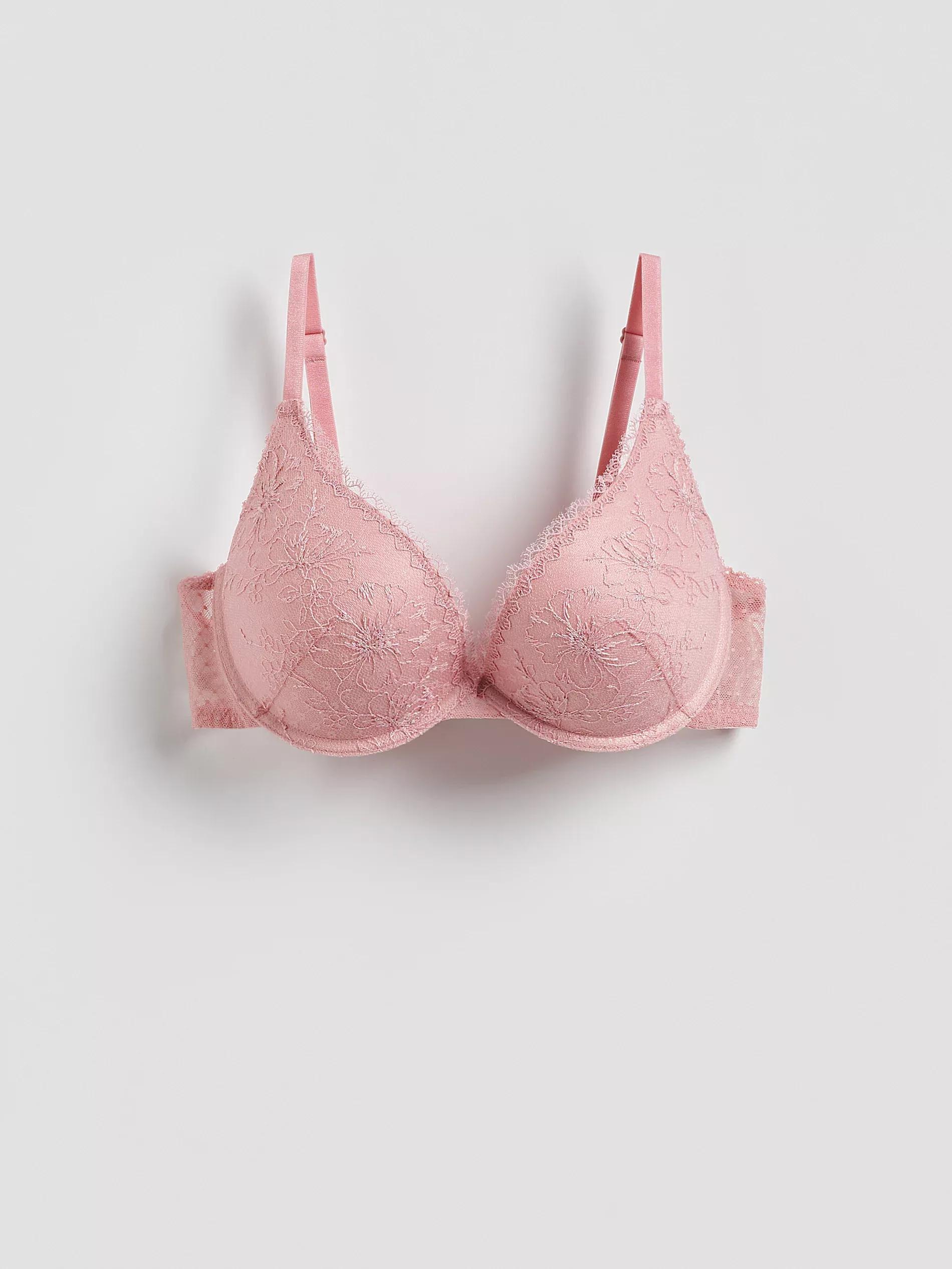 Pink Push Up Brasserie With Embroidery, Pink, large image number 3