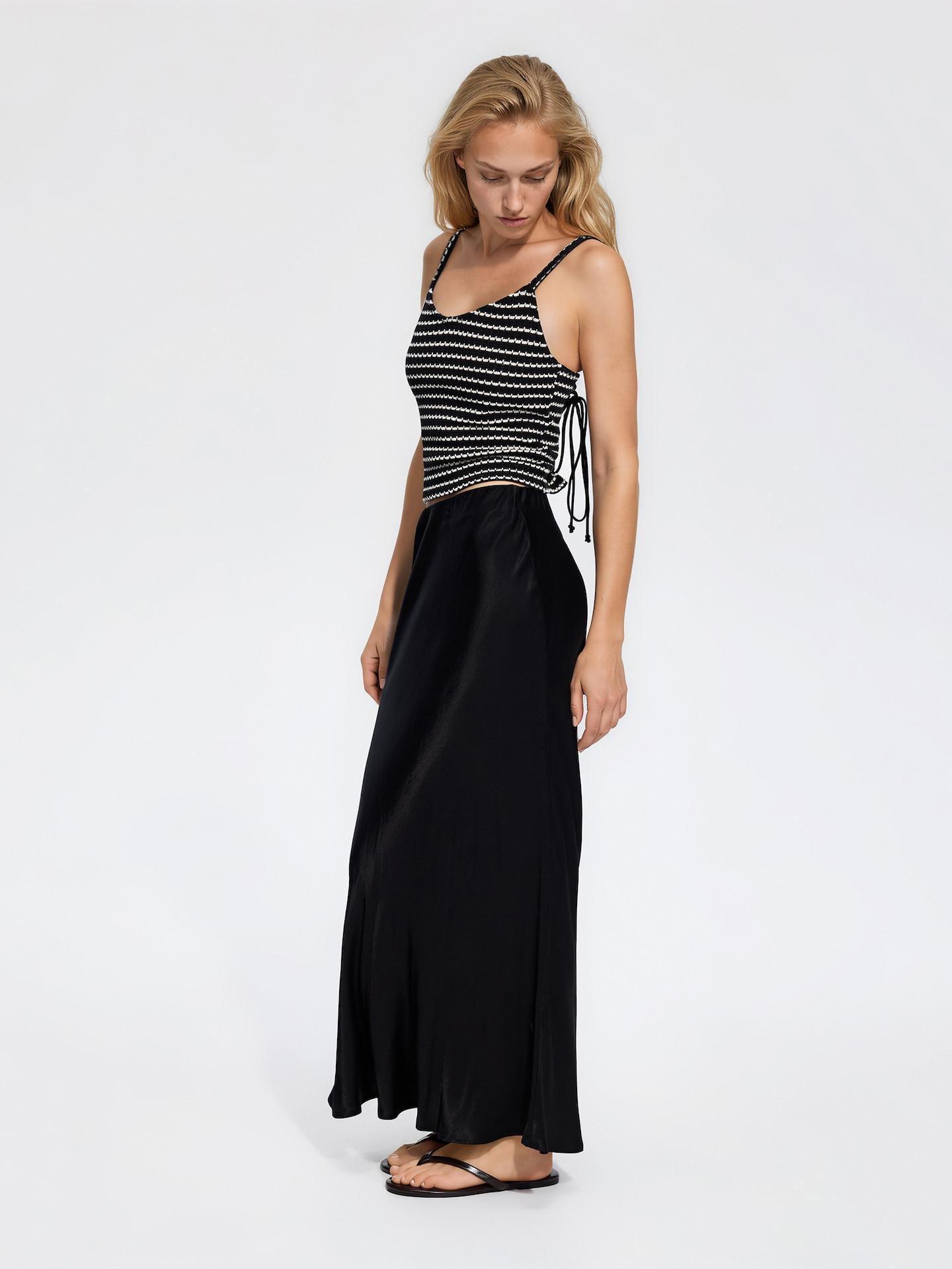 Black Viscose Skirt, Black, medium