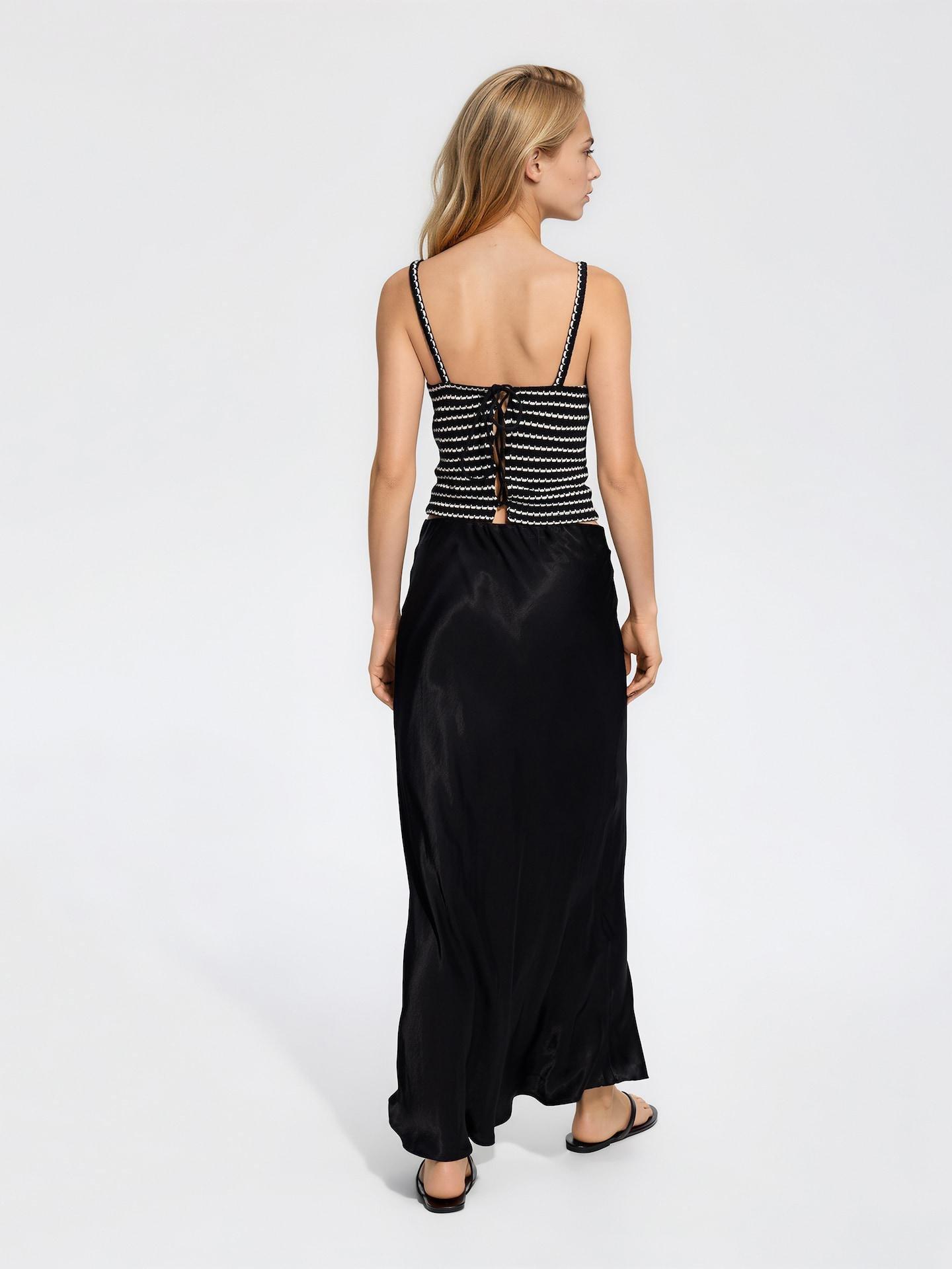Black Viscose Skirt, Black, medium