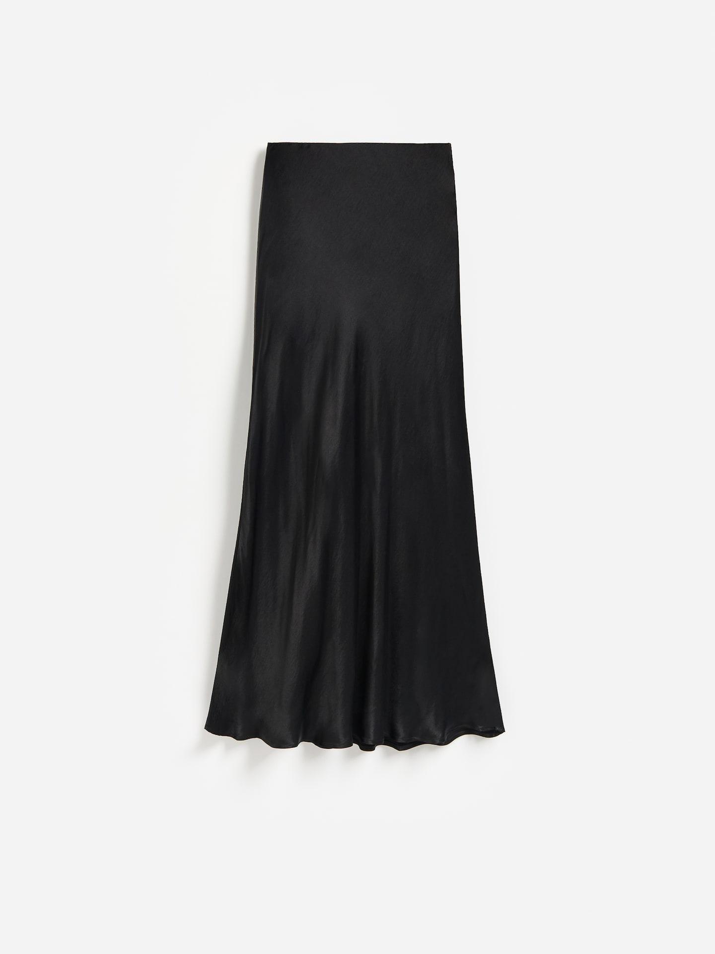 Black Viscose Skirt, Black, large image number 3