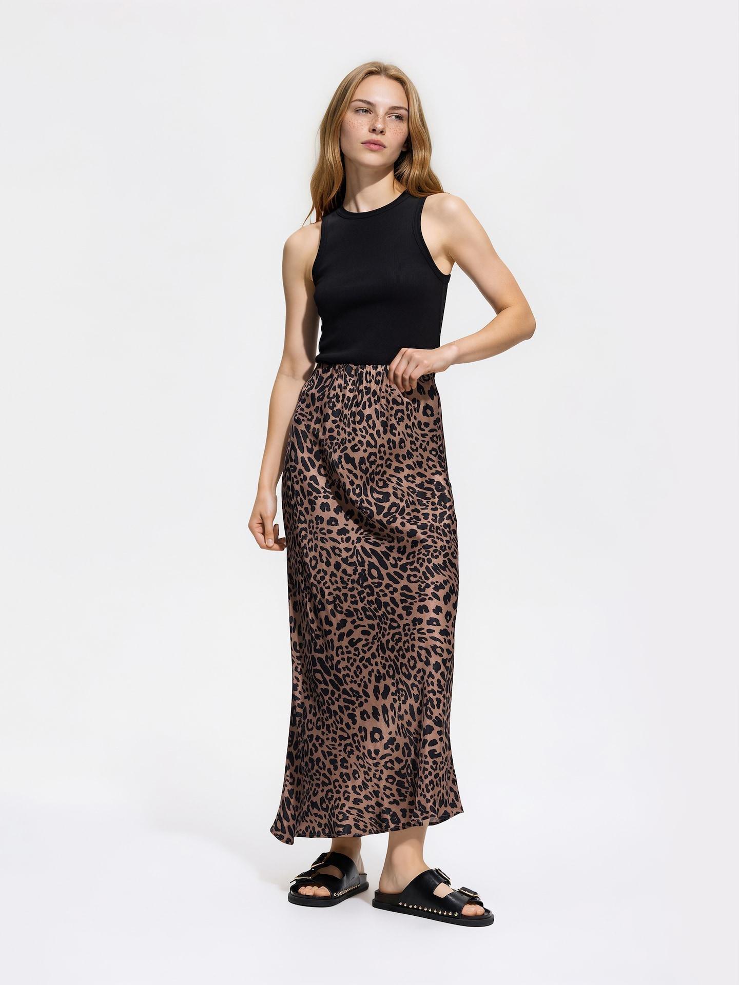 Multicolour Patterned Viscose Skirt, Multicolor, medium