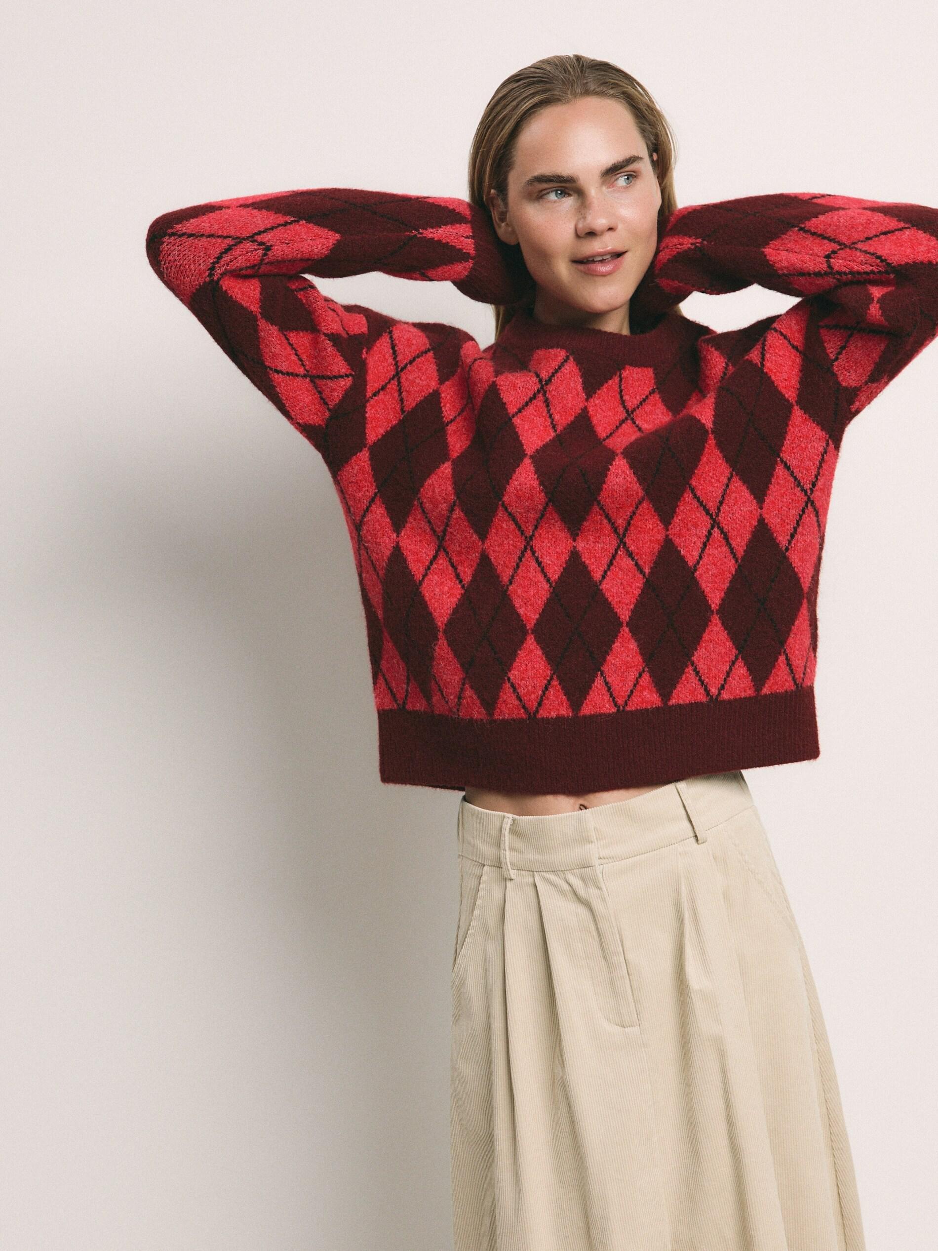 بلوفر بنقشة مُعيّنات متعددة الألوان, Multicolor, large image number 0