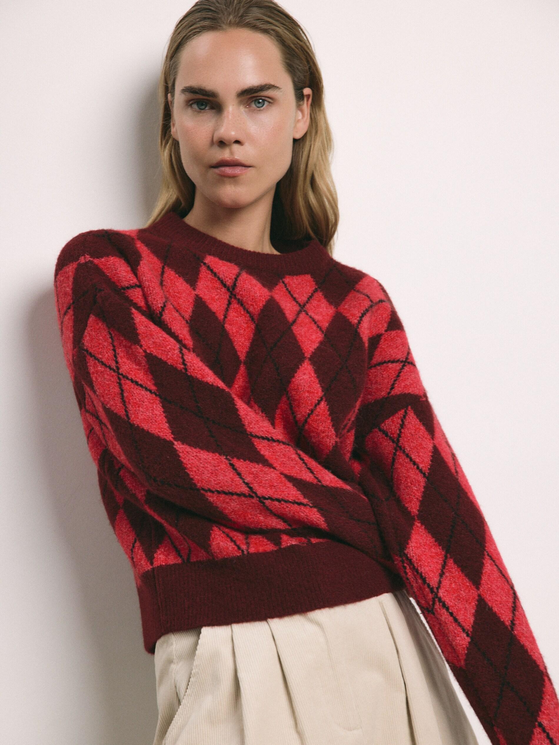 بلوفر بنقشة مُعيّنات متعددة الألوان, Multicolor, large image number 4