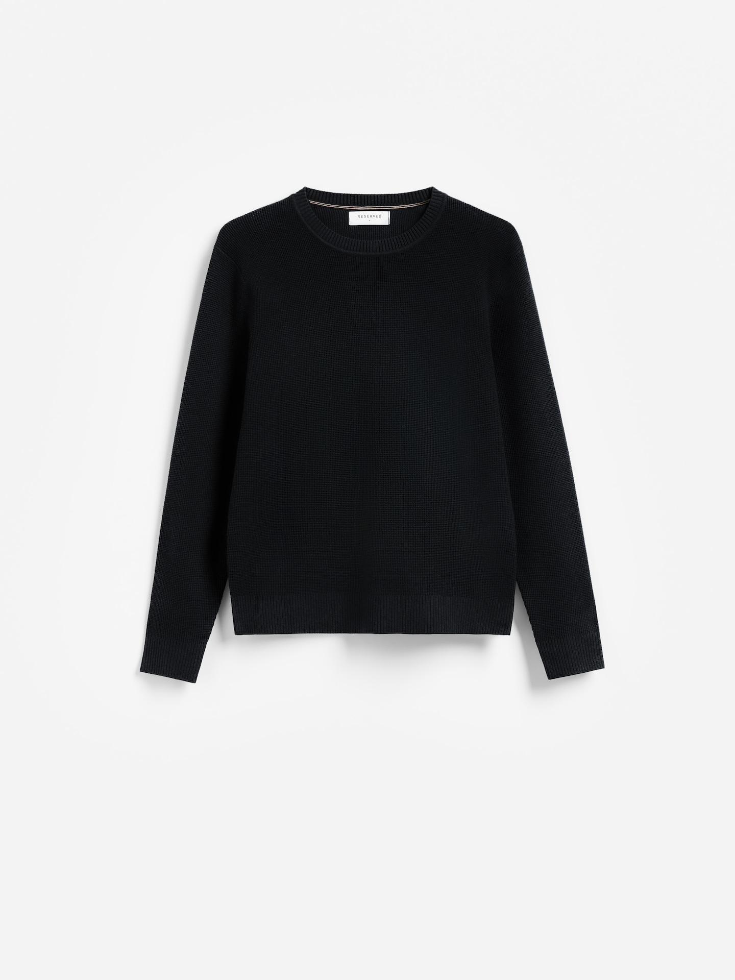 Black Structural Cotton Jumper, Black, medium