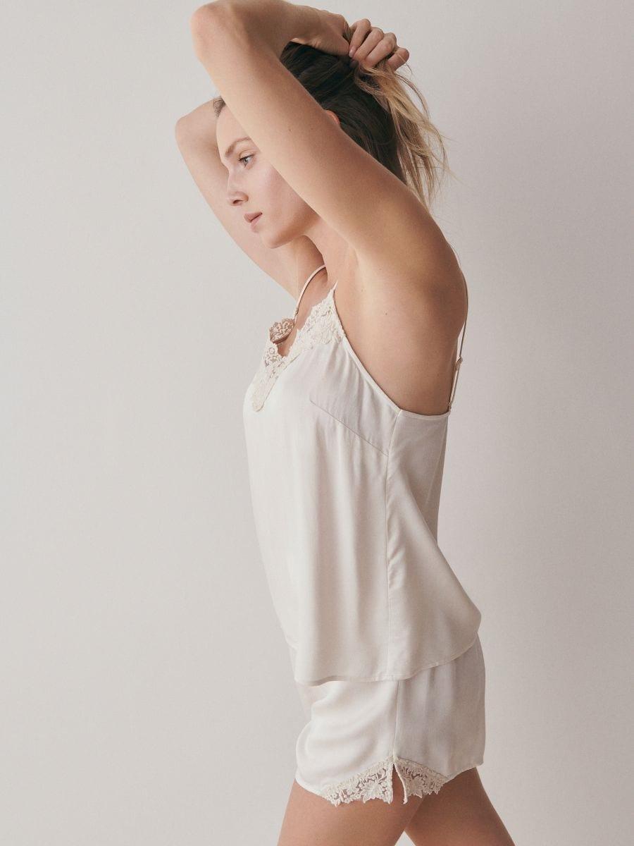 Cream Two Piece Viscose Pyjama Set, , large image number 2
