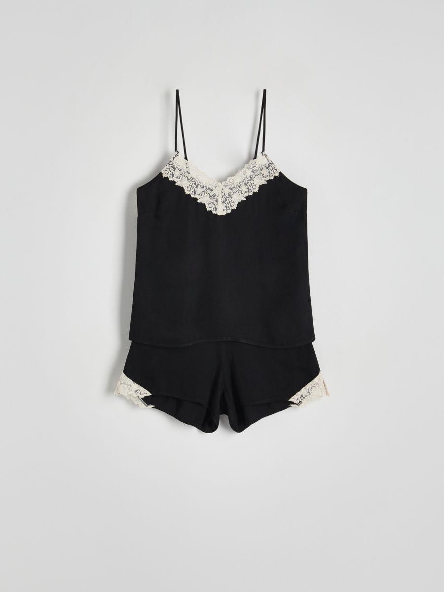 Black Two-Piece Pajama Set Made Of Viscose, , large image number 2