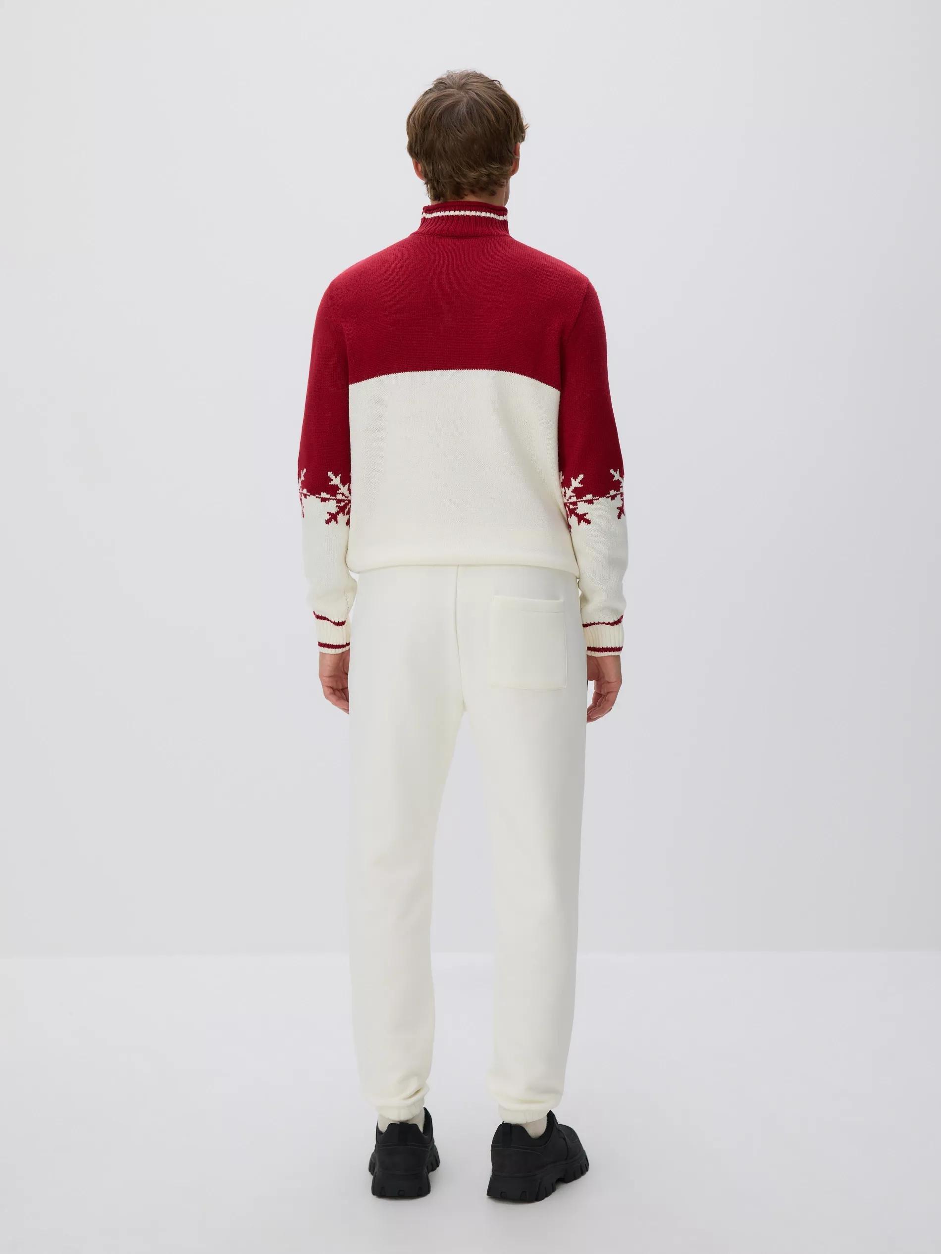 White Regular Fit Tracksuit Bottoms, Ivory, large image number 2