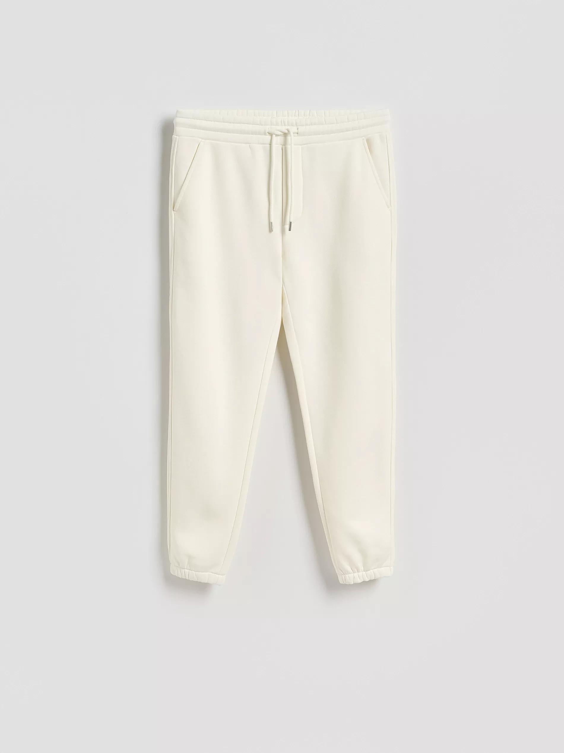 White Regular Fit Tracksuit Bottoms, Ivory, large image number 3